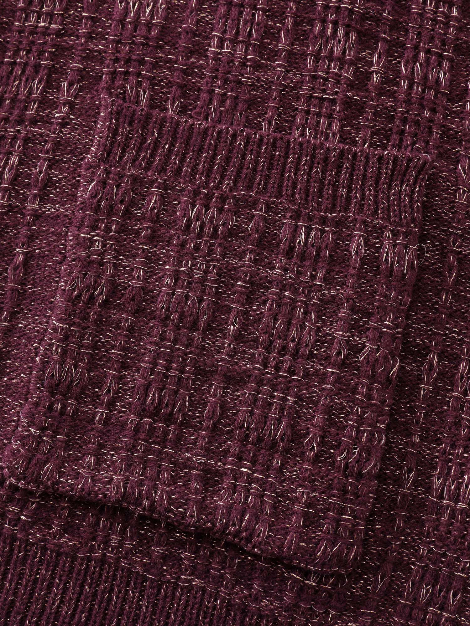 Textured Metallic Thread Button Knit Cardigan - Image 8