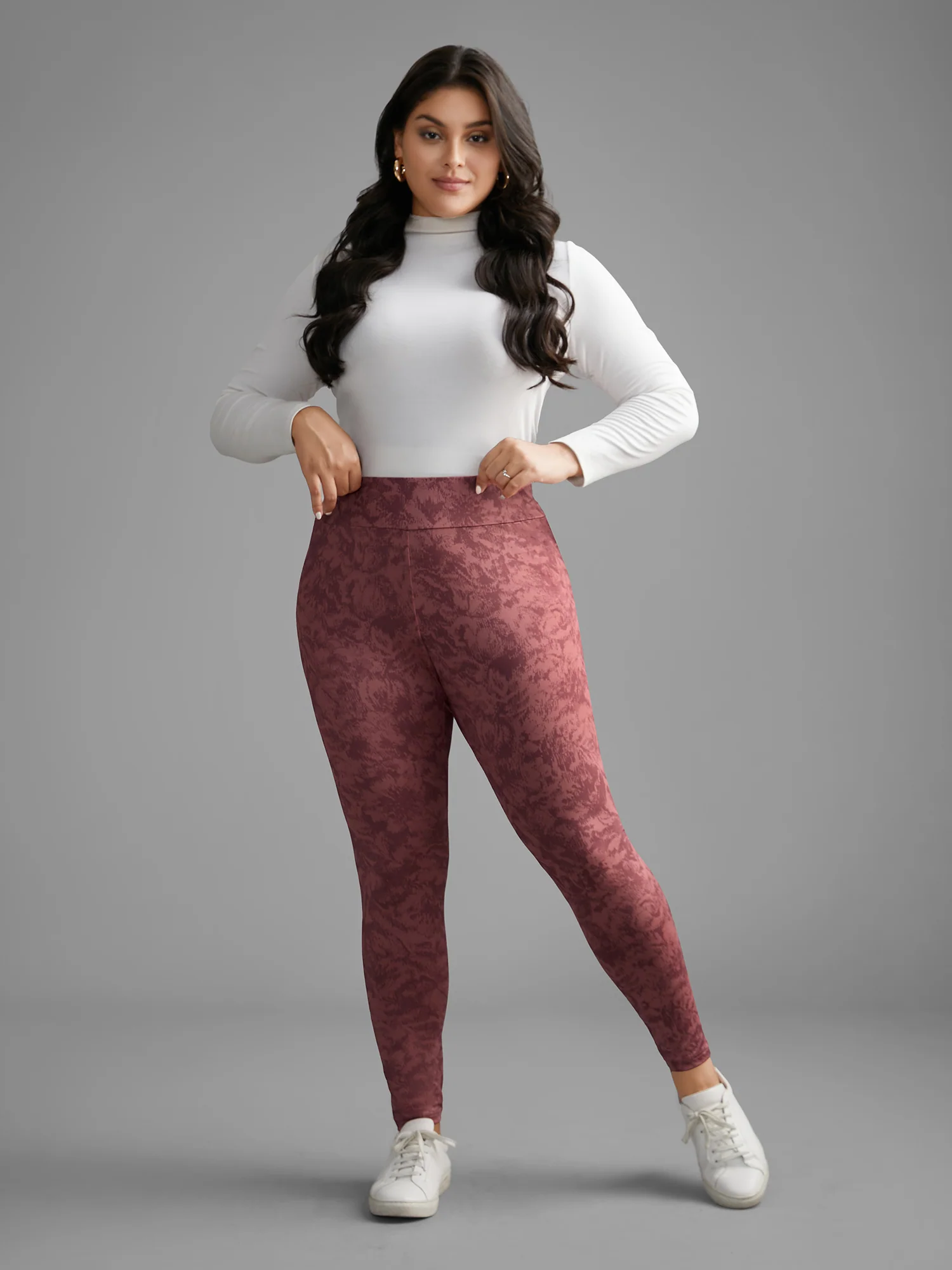 Textured Mid Rise Skinny Leggings - Image 2