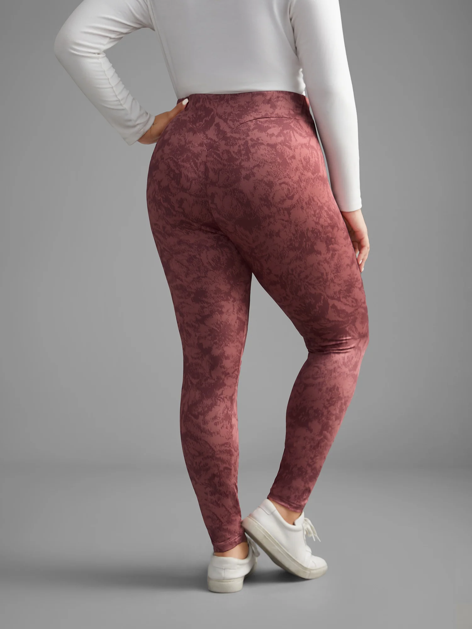 Textured Mid Rise Skinny Leggings - Image 3