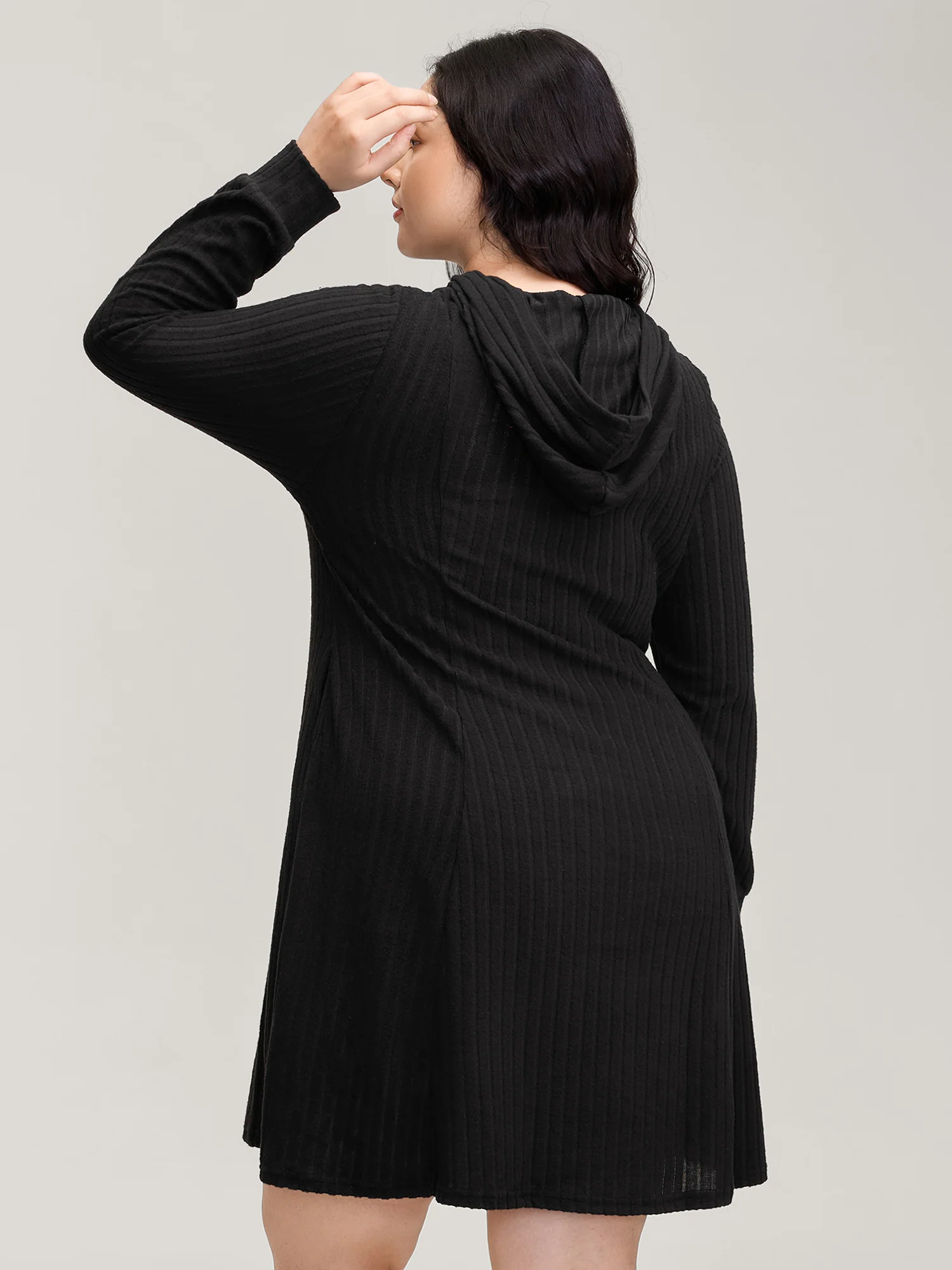 Textured Neck Cut-Out A-Line Midi Dress - Image 4