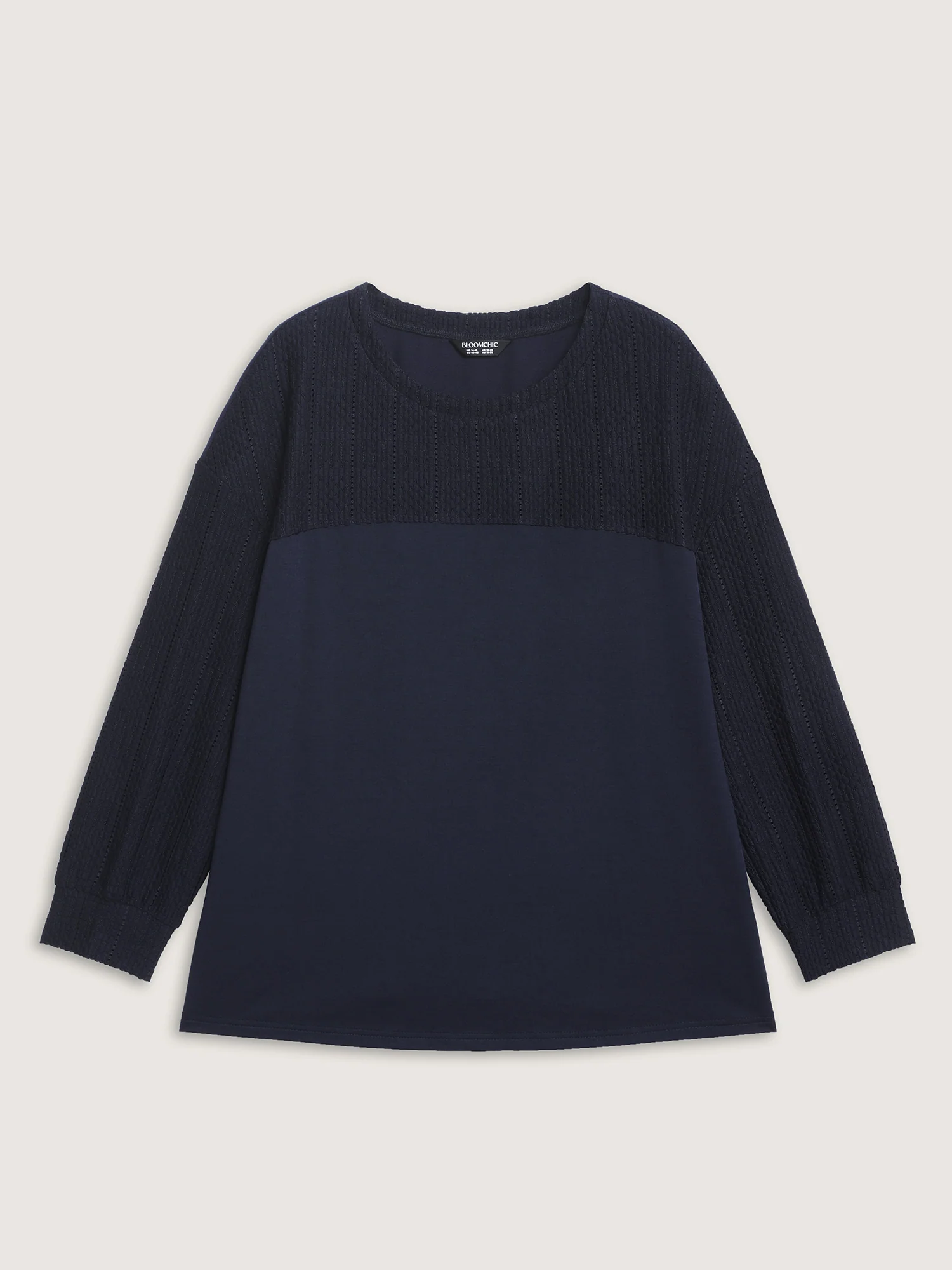 Textured Neckline Dual Toned Sweatshirt - Image 7