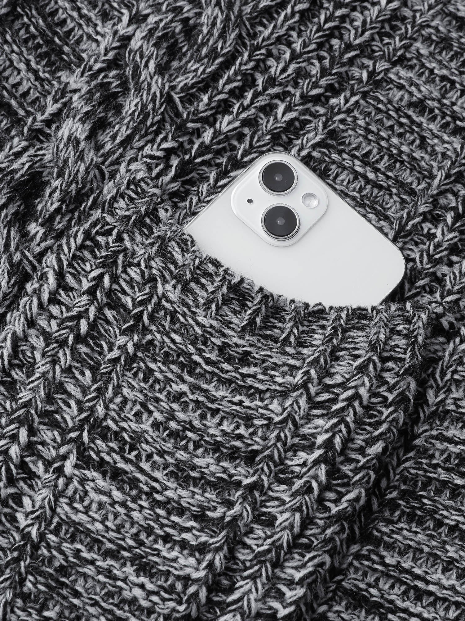 Textured Open Front Hooded Knit Cardigan - Image 5