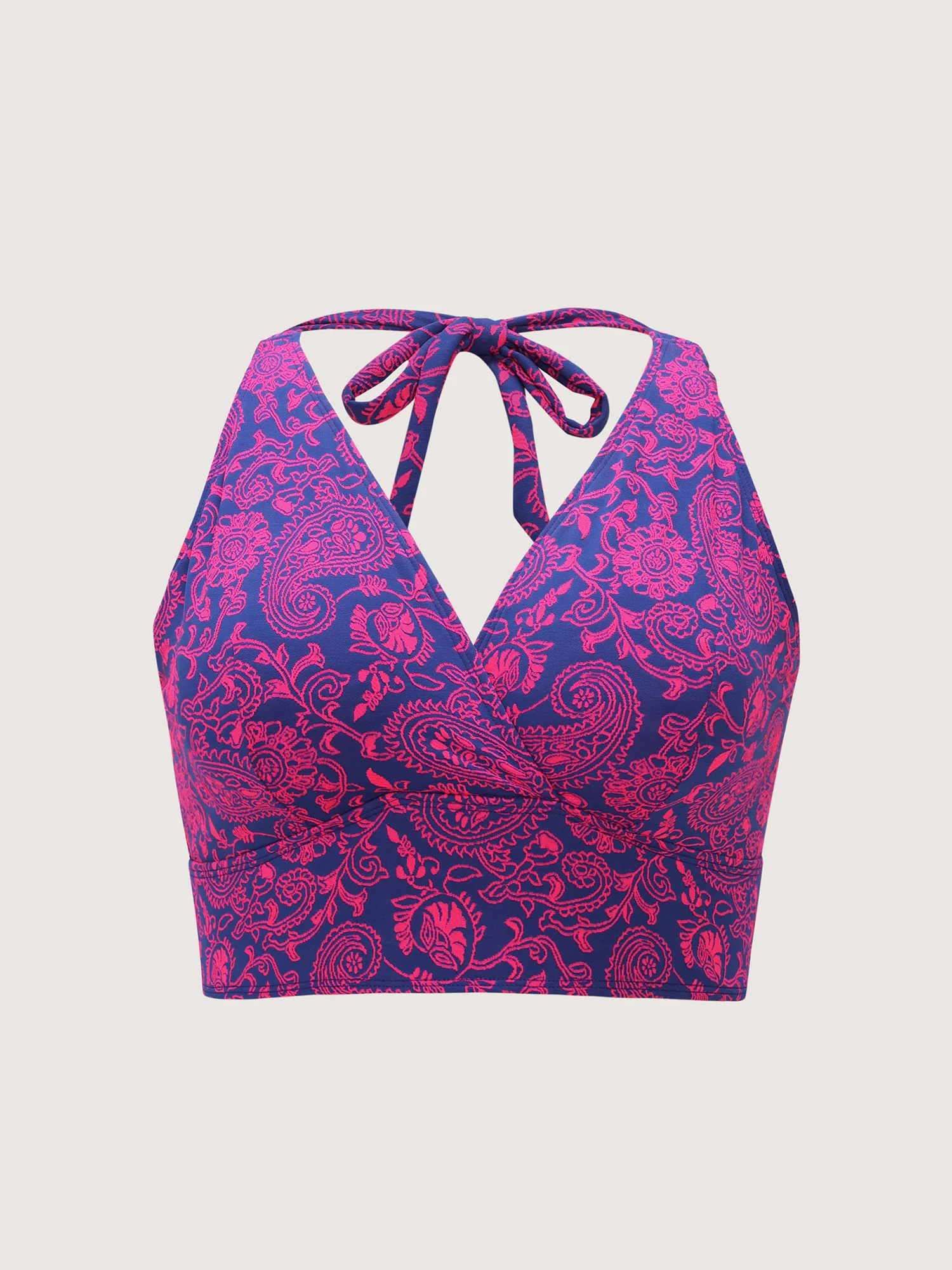 Textured Paisley Print Swim Top - Image 7