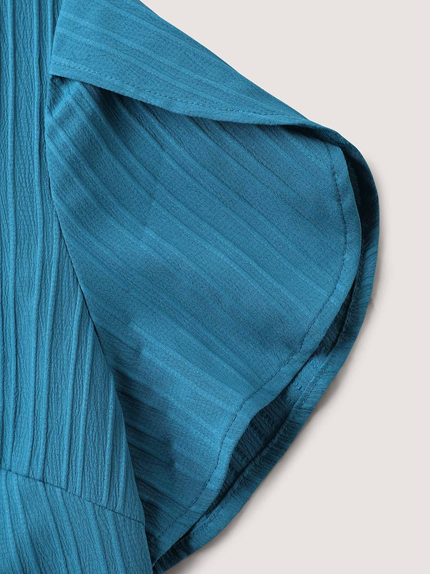Textured Petal Sleeve Asymmetrical Neck Blouse - Image 5
