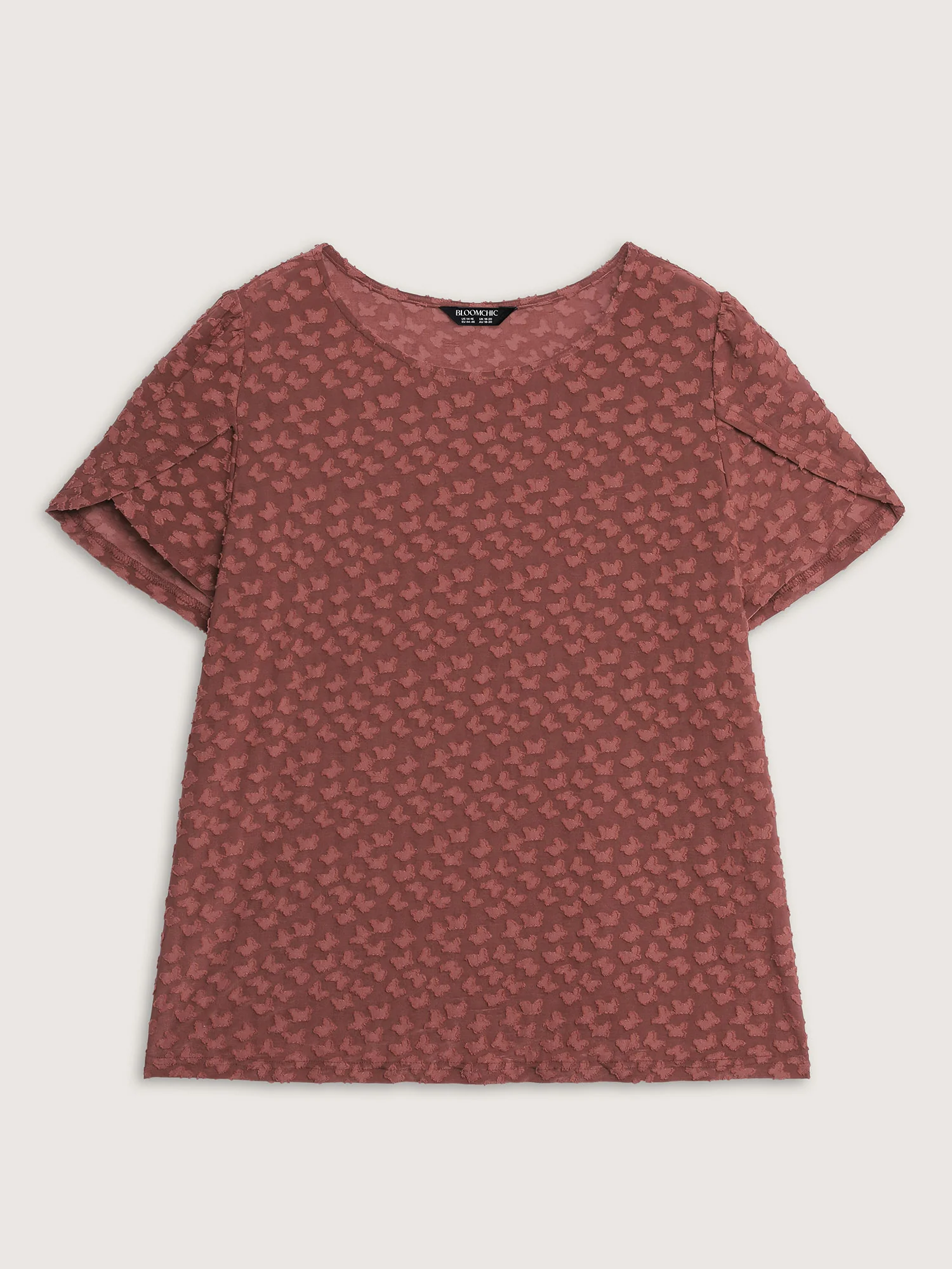 Textured Petal Sleeve Fitted T-Shirt - Image 6