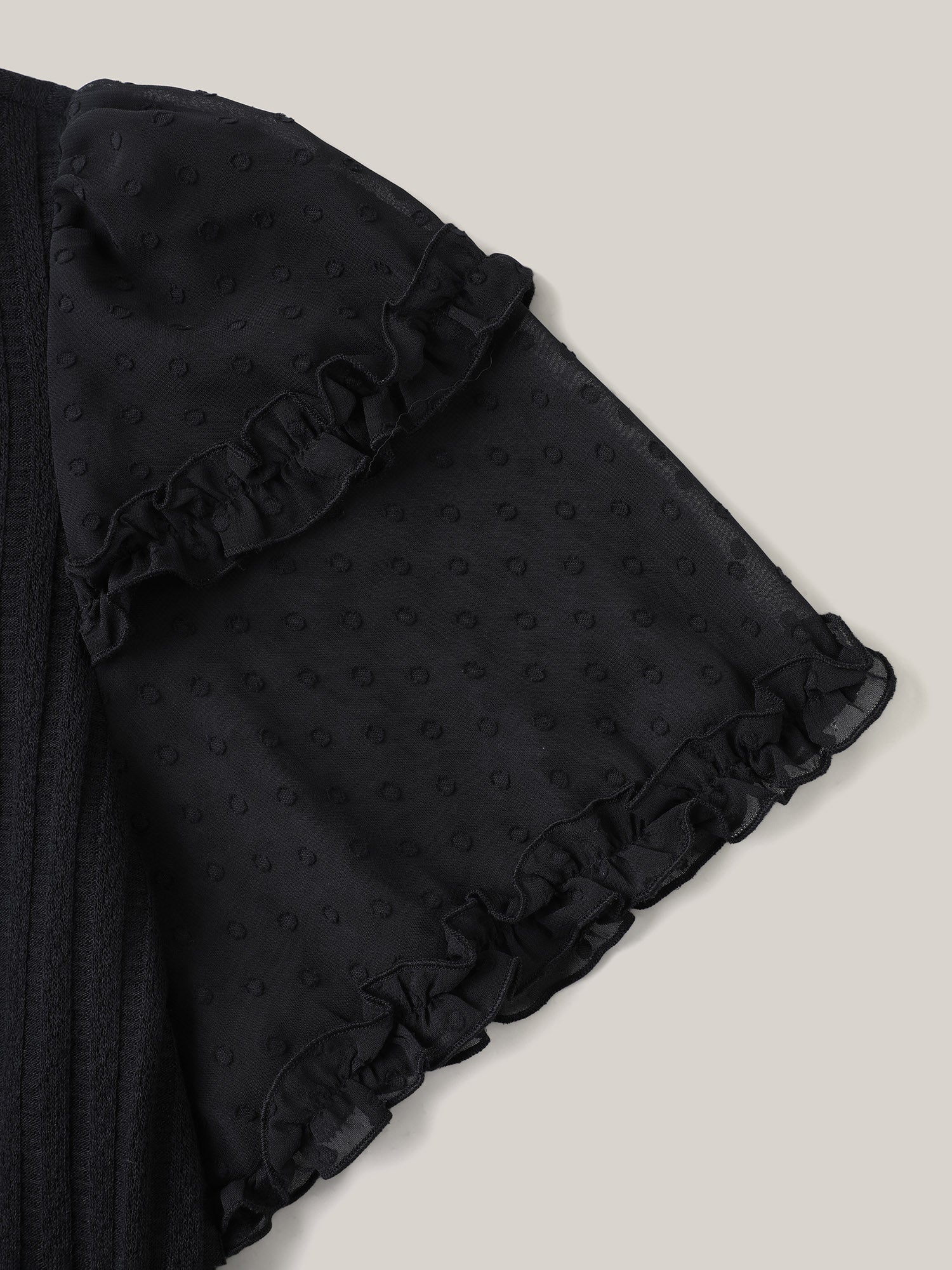 Textured Pit Strip Layered Sleeve Sheer T-Shirt - Image 6