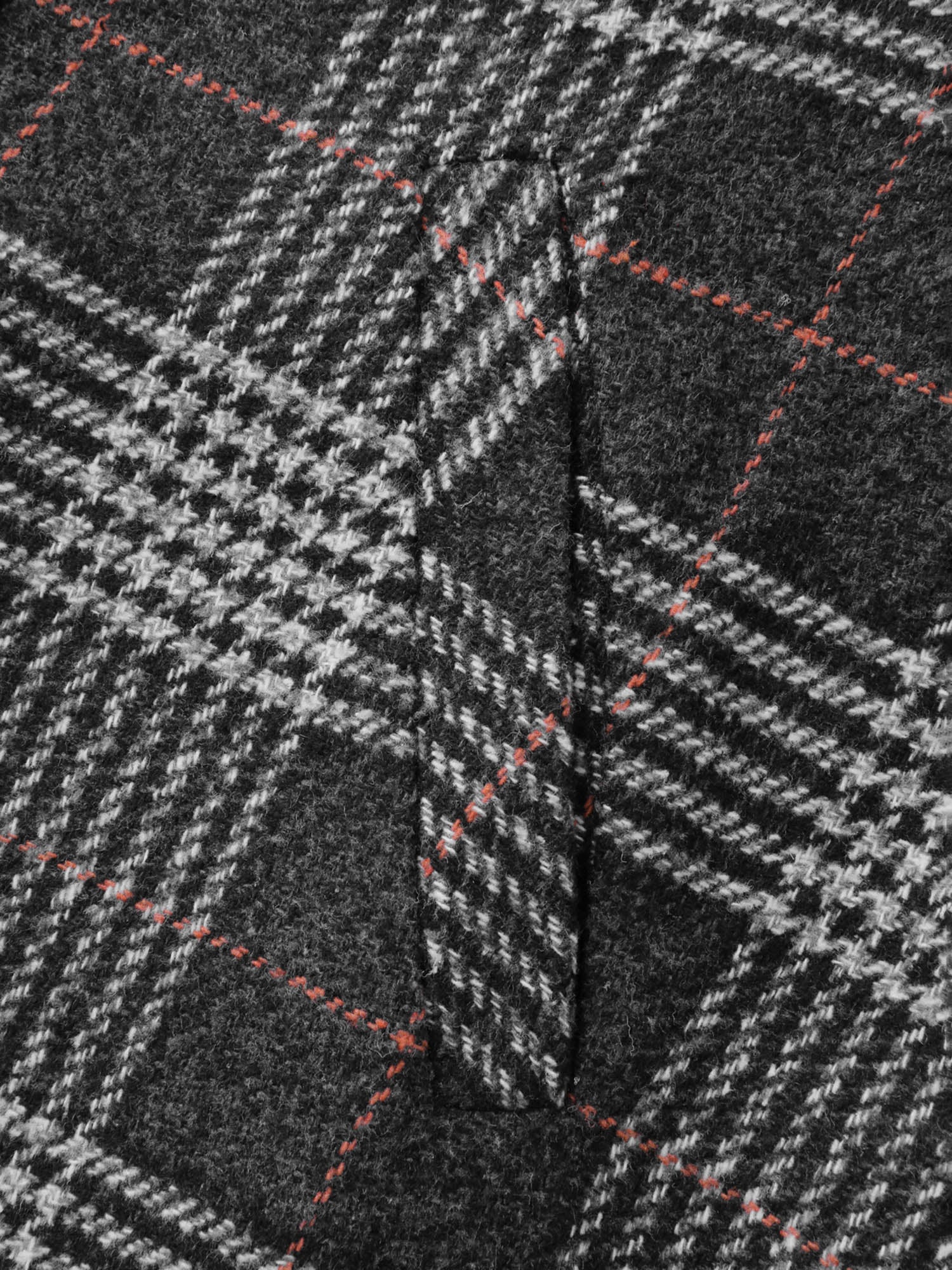 Textured Plaid Pattern Pockets Long Vest - Image 9