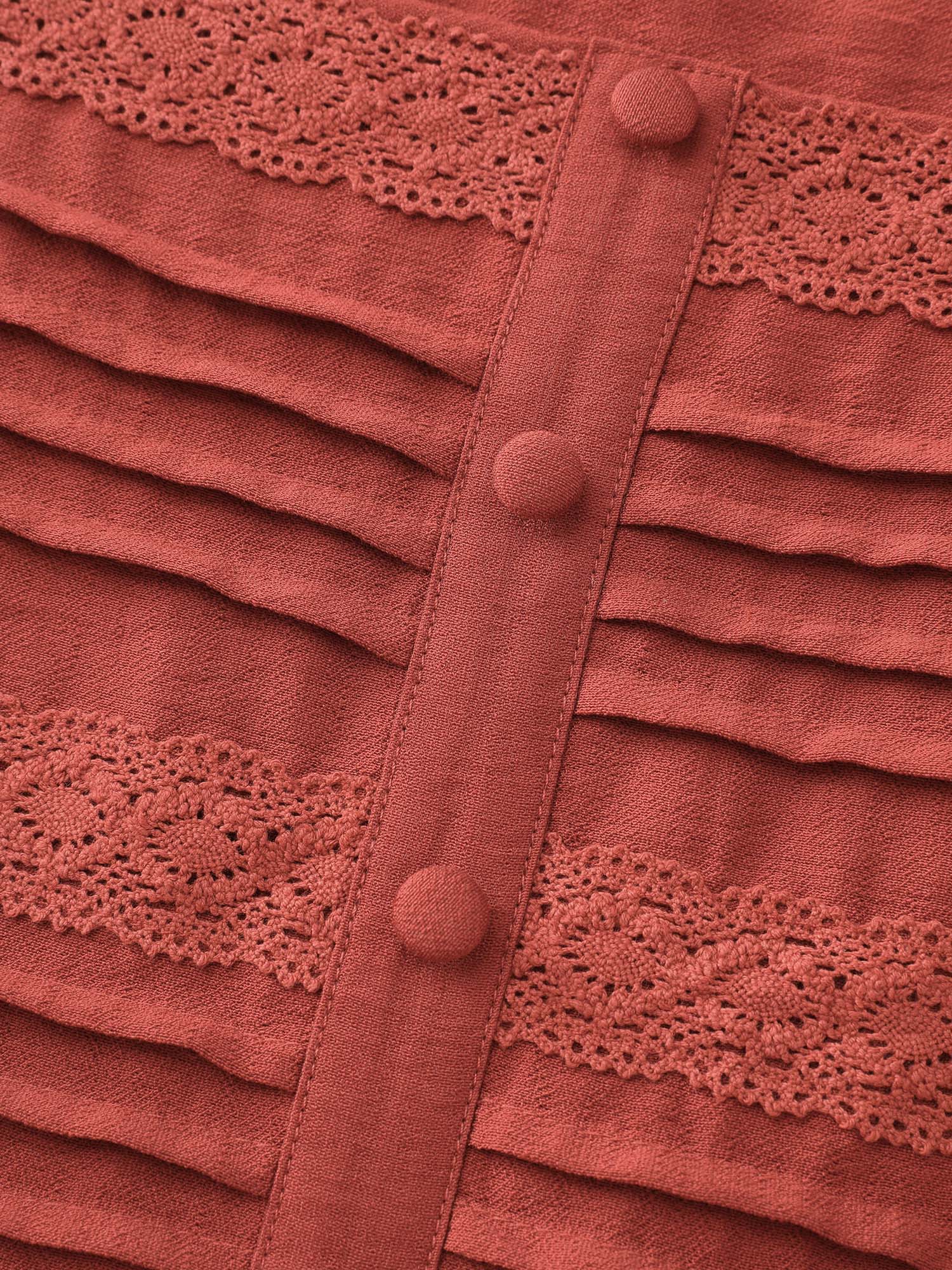 Textured Pleated Cinched-Flared Blouse - Image 7