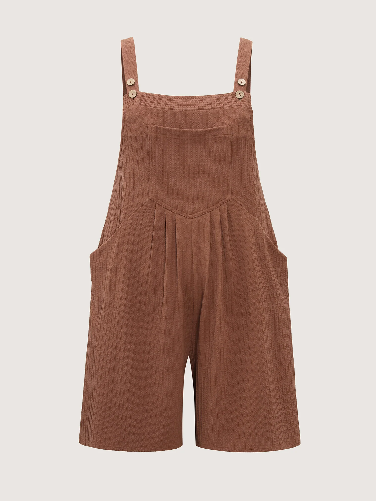 Textured Pleated Front Overall Cropped Jumpsuit - Image 7