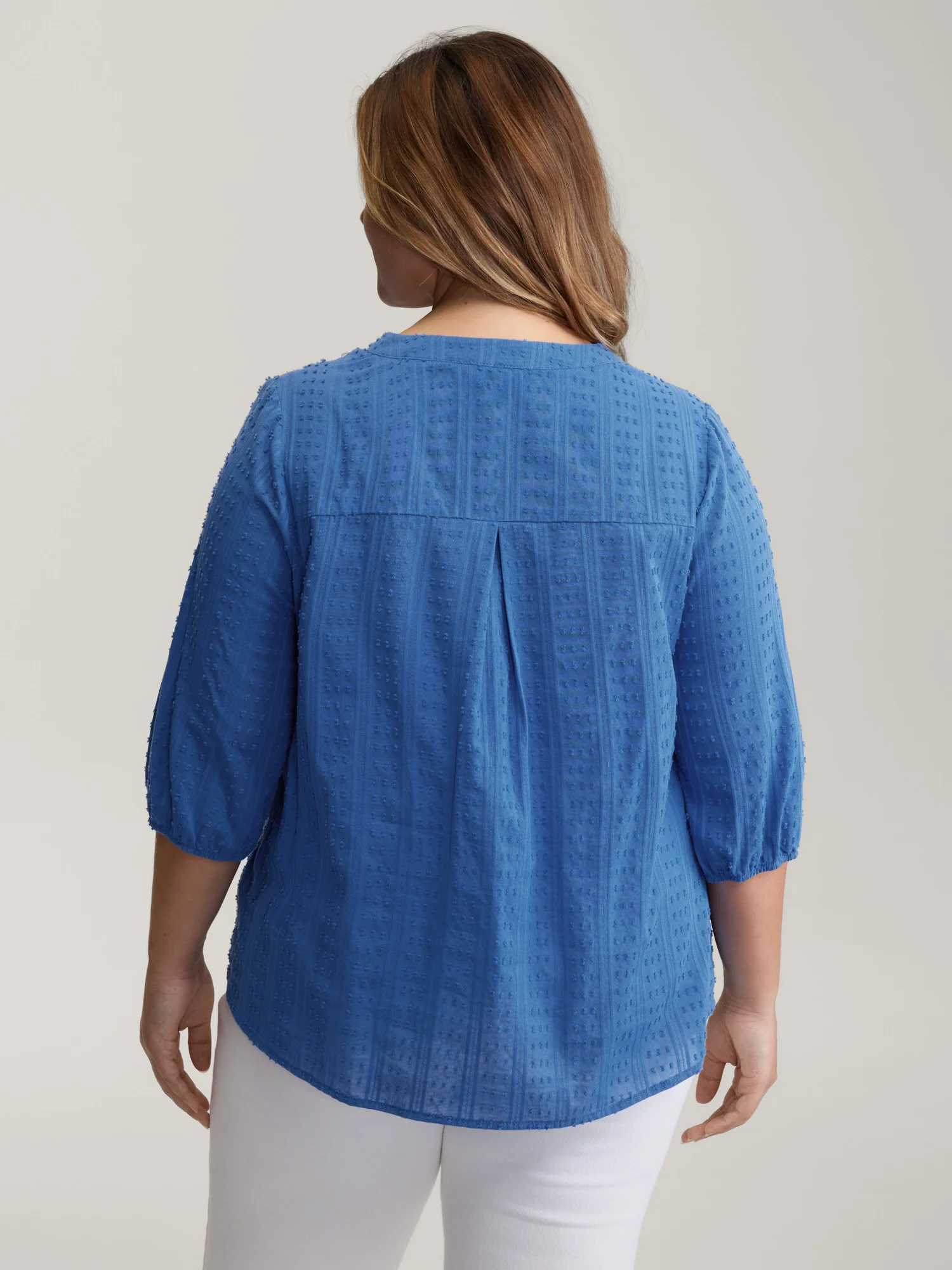 Textured Pleated Notched Neckline Blouse - Image 4
