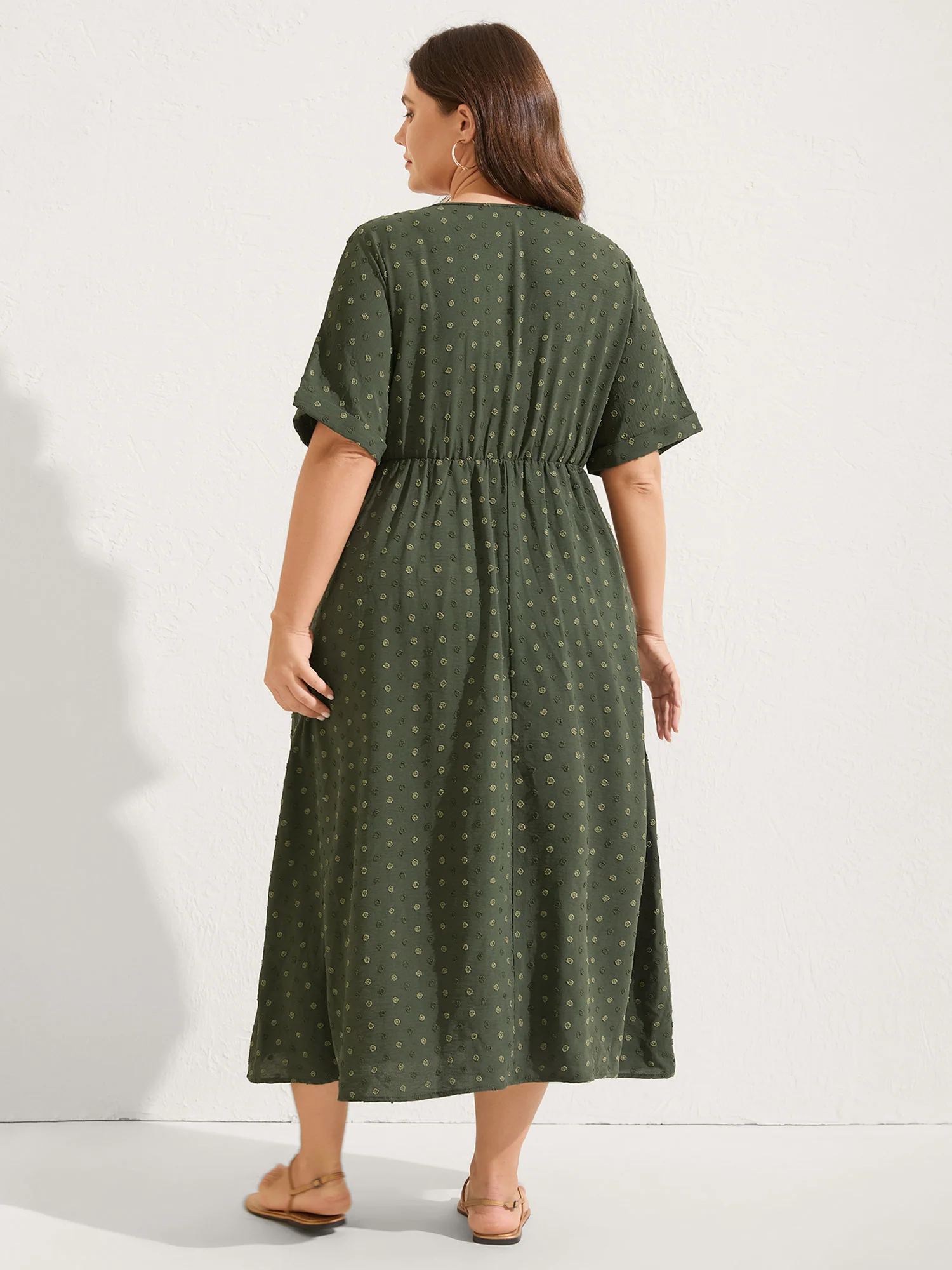Textured Pleated Twist Waist Midi Dress - Image 4