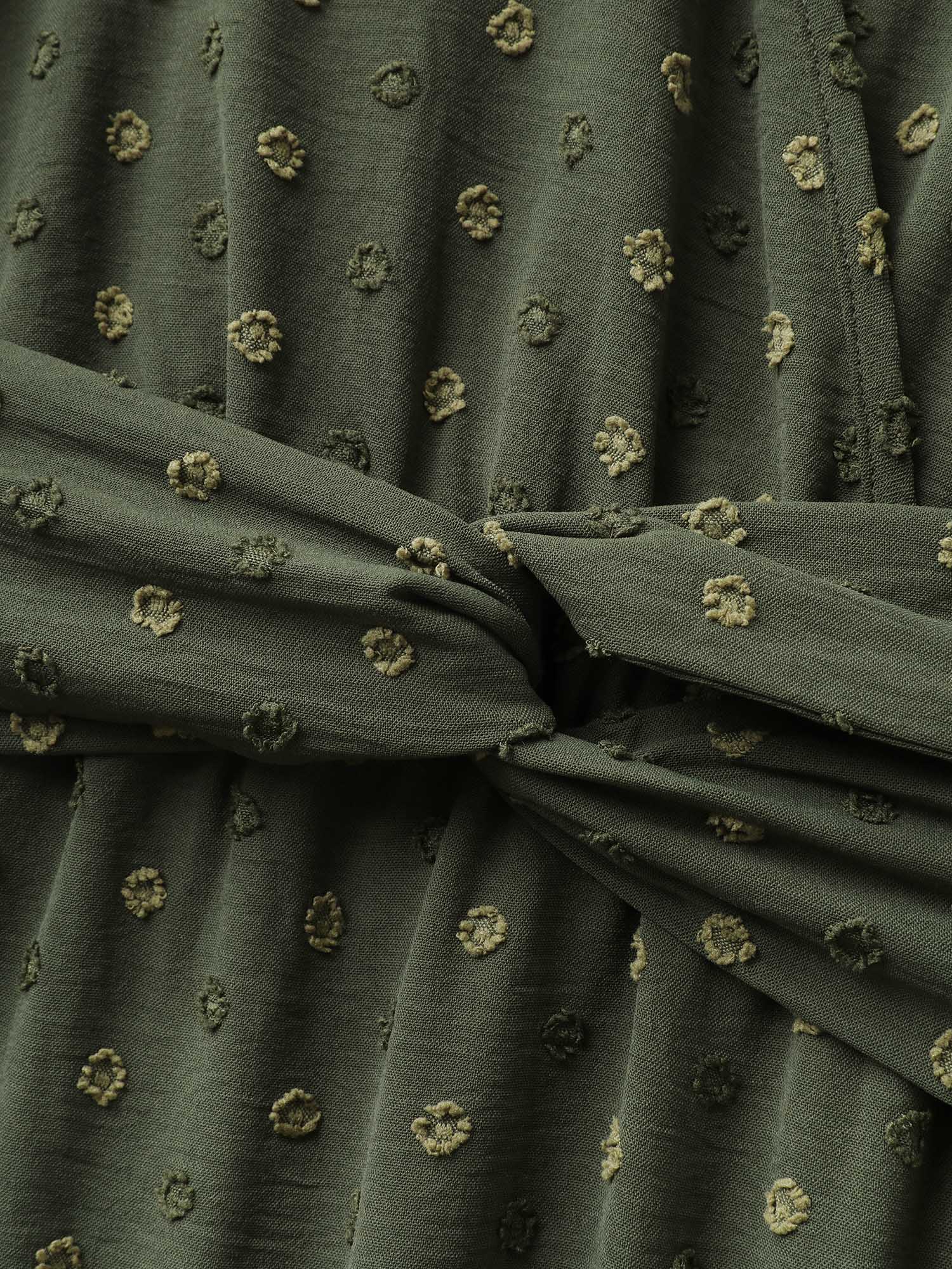 Textured Pleated Twist Waist Midi Dress - Image 6