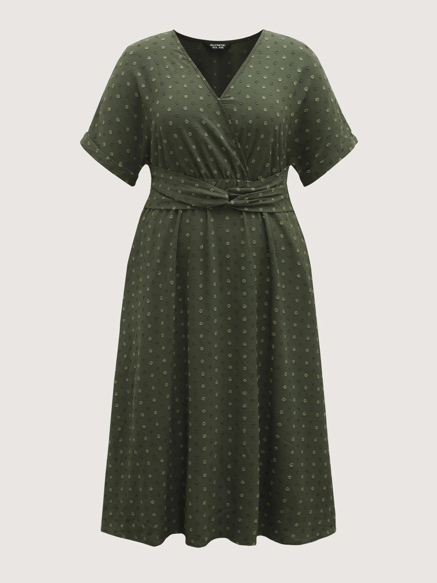 Textured Pleated Twist Waist Midi Dress - Image 7