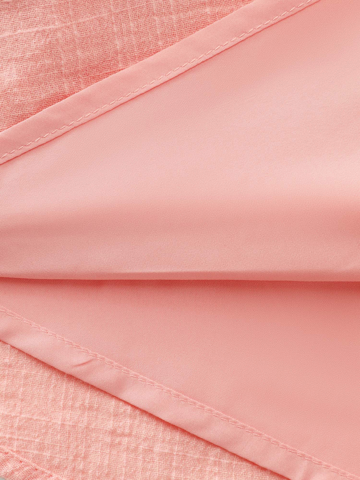Cotton Textured Pleated Waist Placket Button Maxi Dress - Image 5