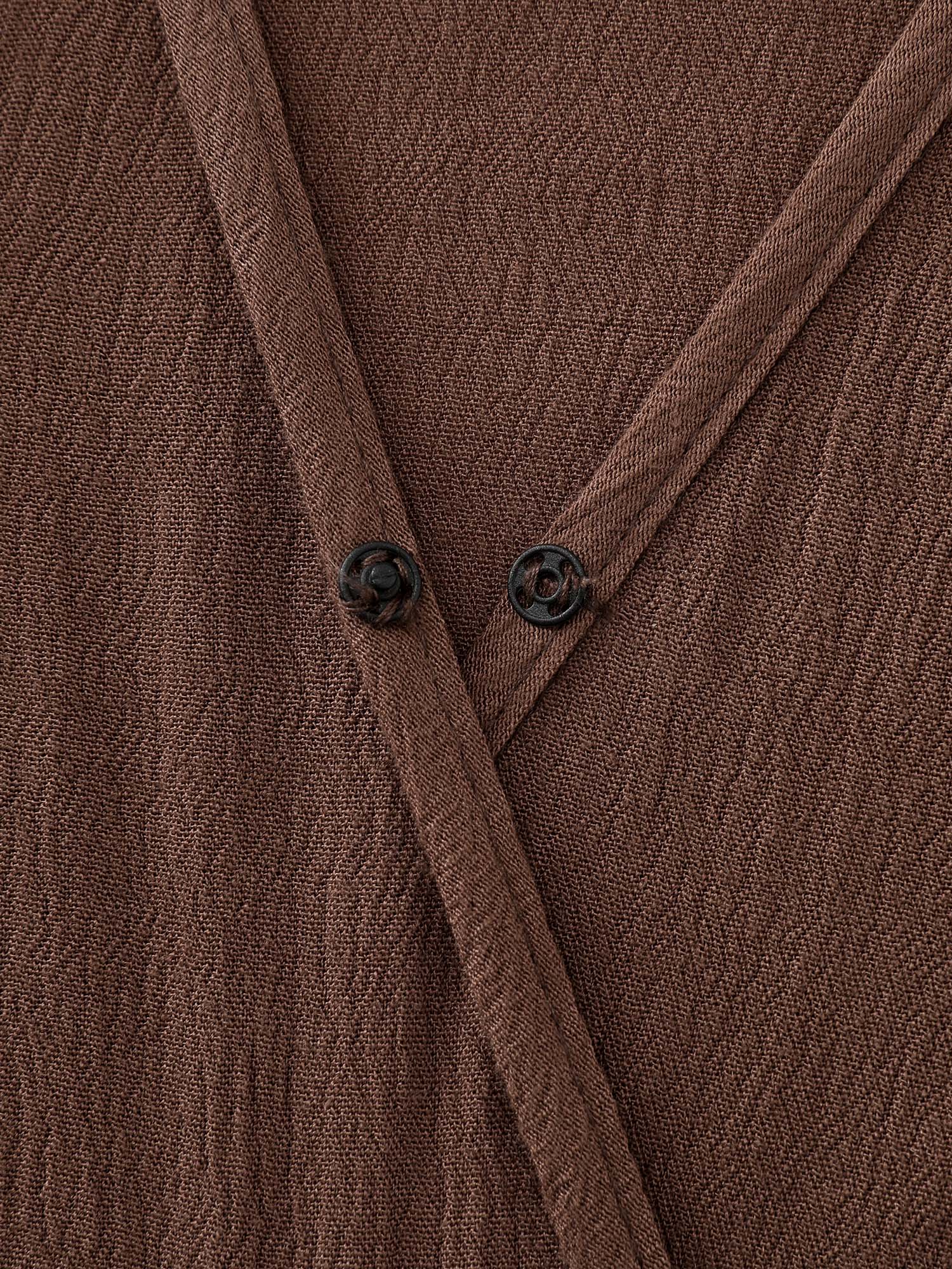 Textured Pleated Waist Surplice Jumpsuit - Image 5