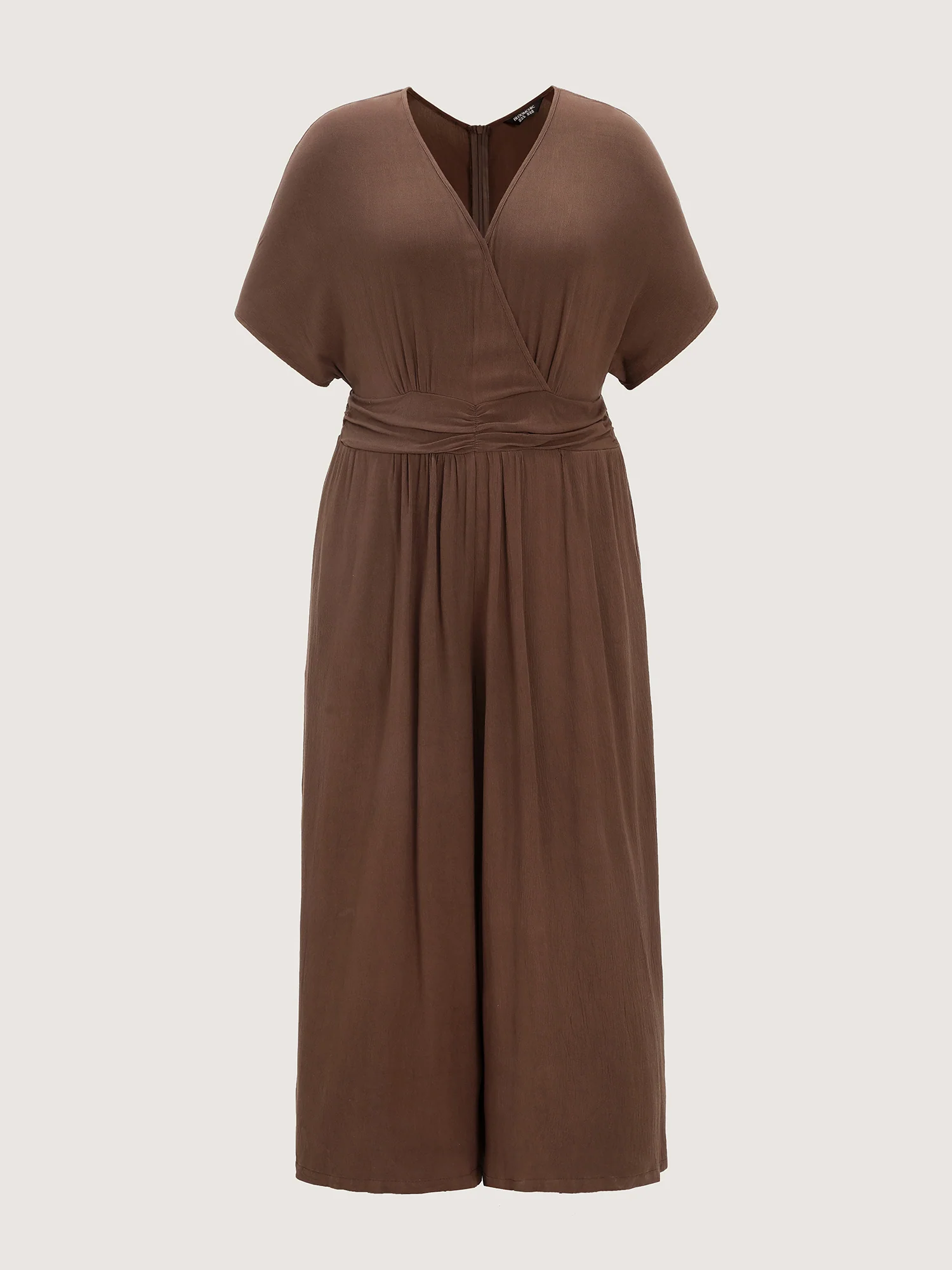 Textured Pleated Waist Surplice Jumpsuit - Image 7