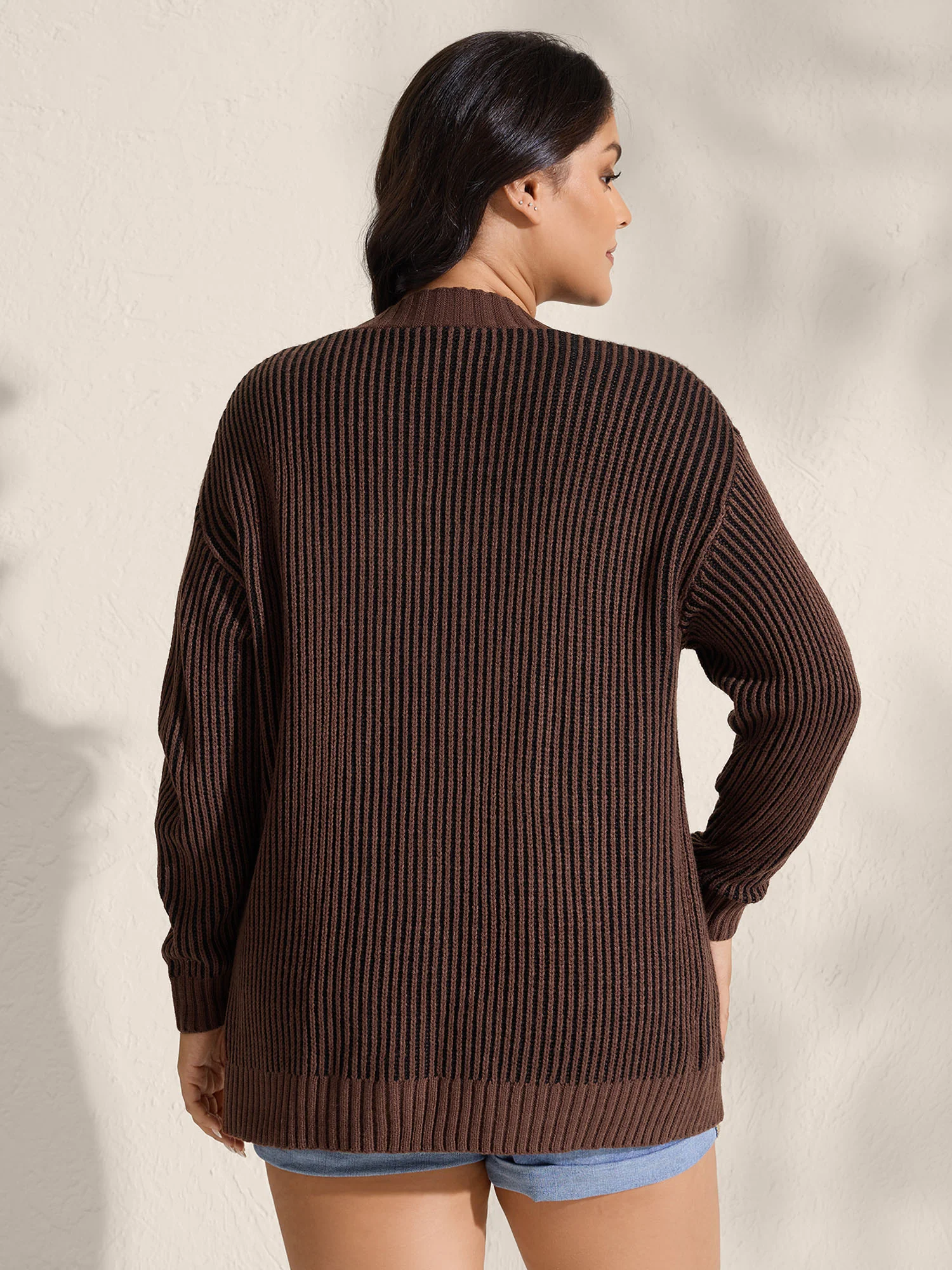 Textured Pocket Buttons Solid Knit Cardigan - Image 5