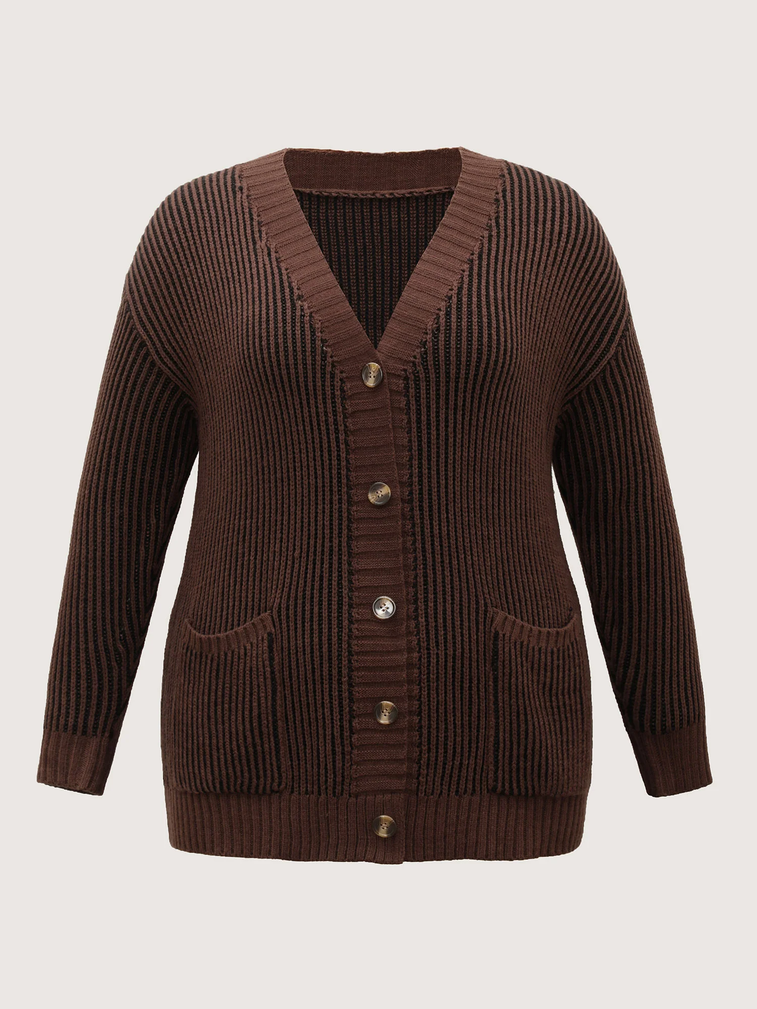 Textured Pocket Buttons Solid Knit Cardigan - Image 8
