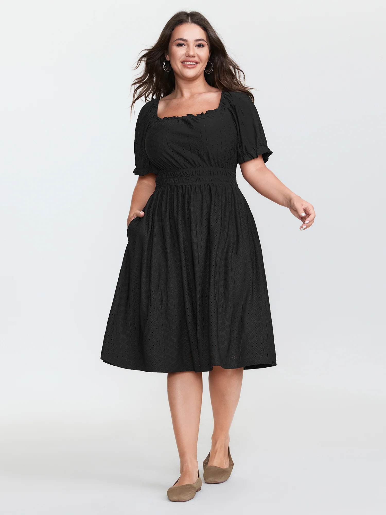 Textured Pocket Lined Mini Dress - Image 3