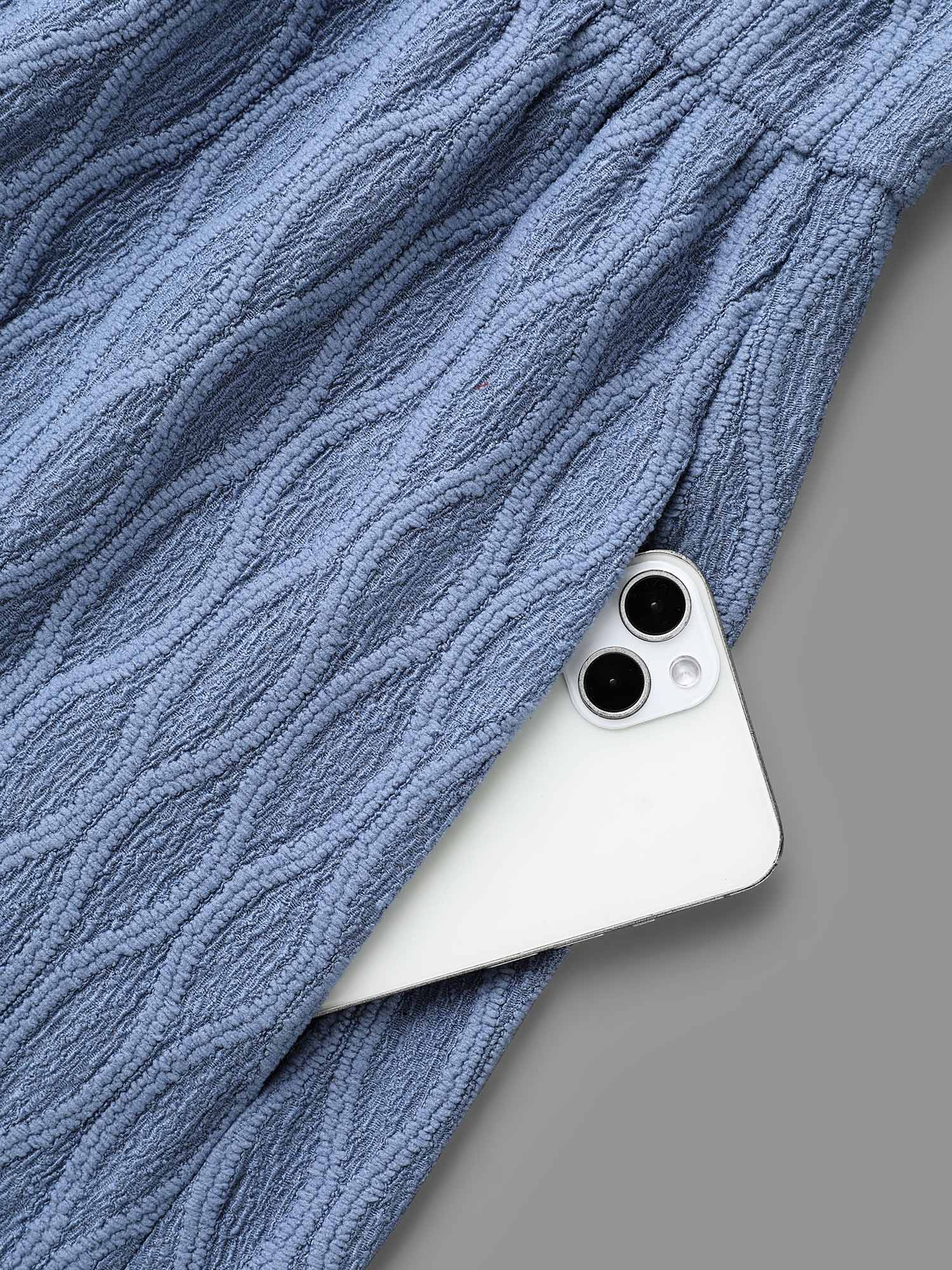 Textured Pocketed Collared Midi Dress - Image 6