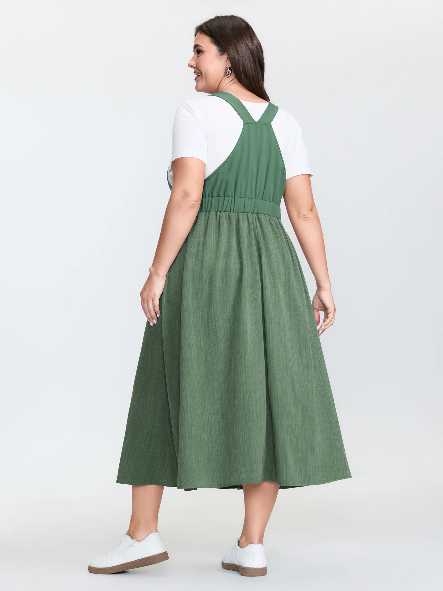 Textured Pockets Adjustable Overall Dress - Image 3