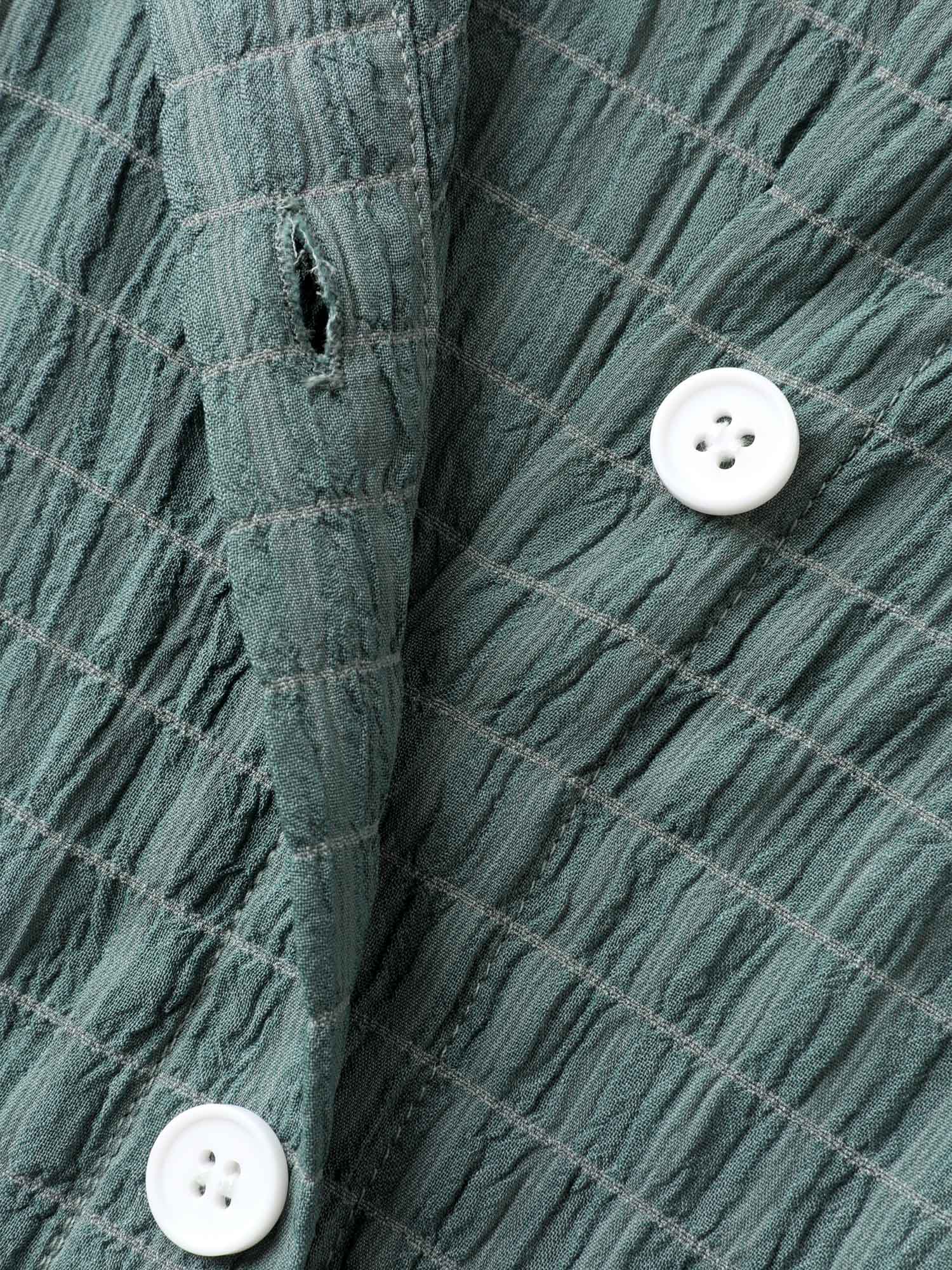 Textured Pockets Collar Flutter Sleeve Midi Dress - Image 6