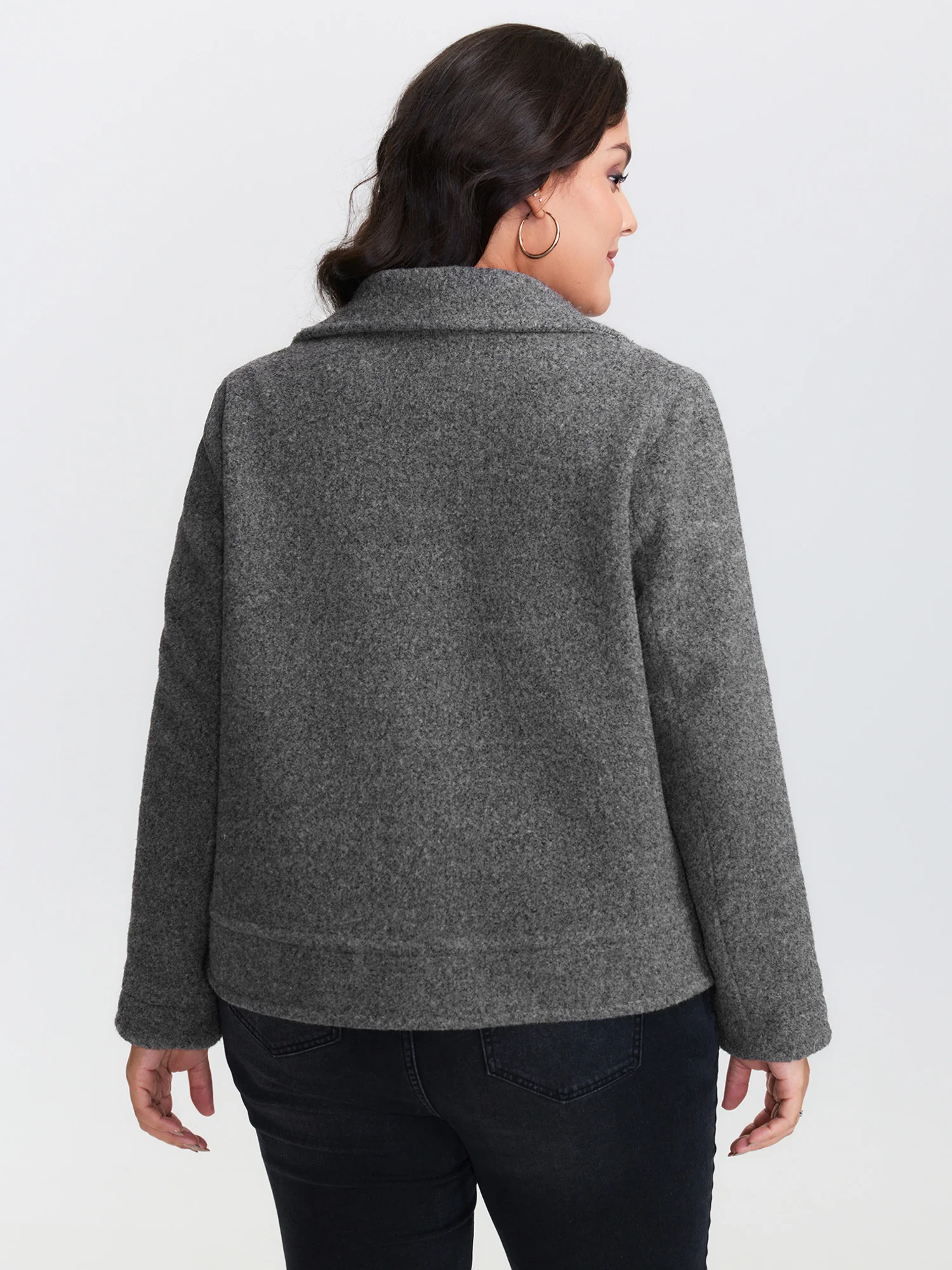 Textured Pockets Crossover Zipper Jacket - Image 5
