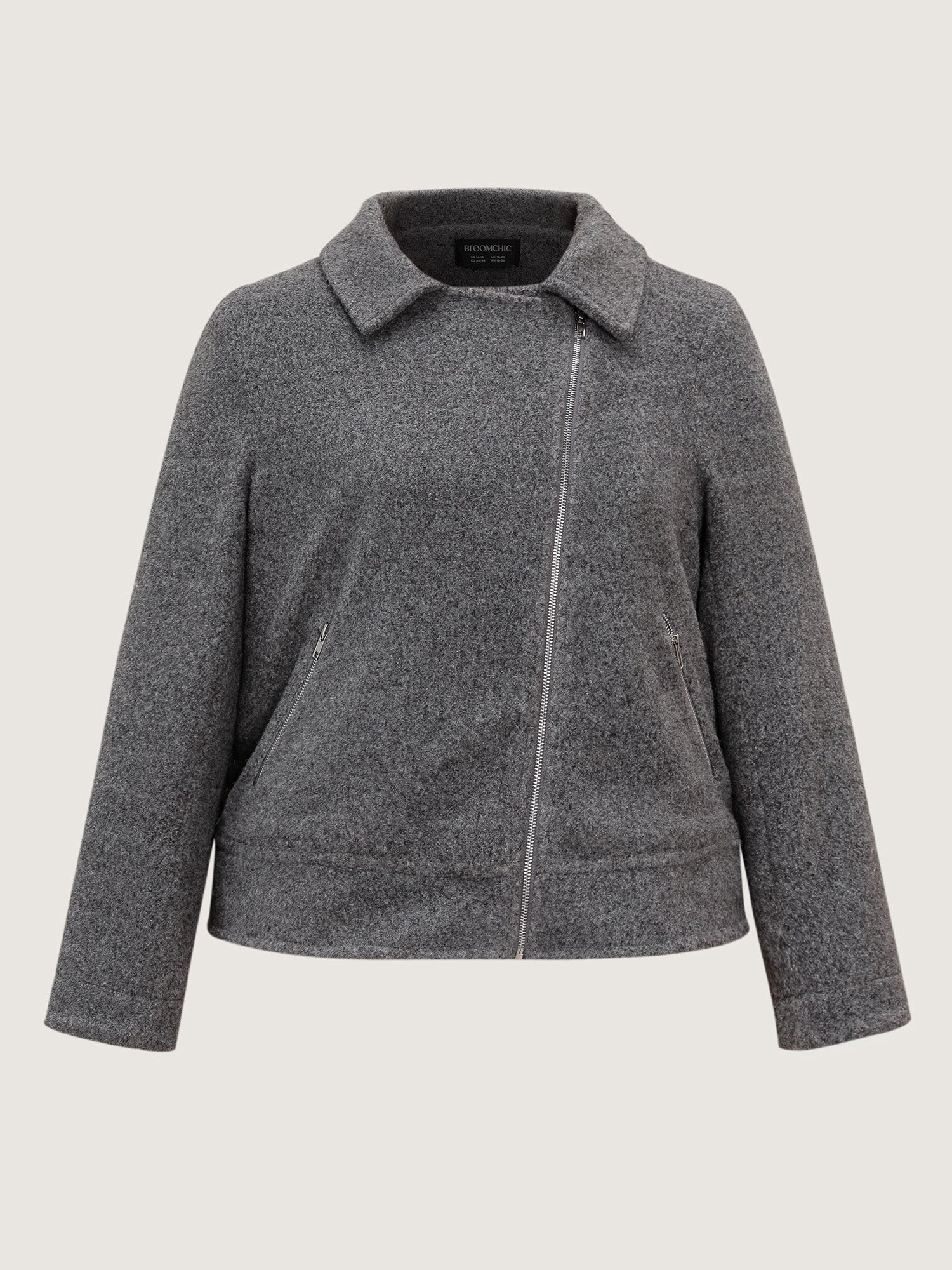 Textured Pockets Crossover Zipper Jacket - Image 6