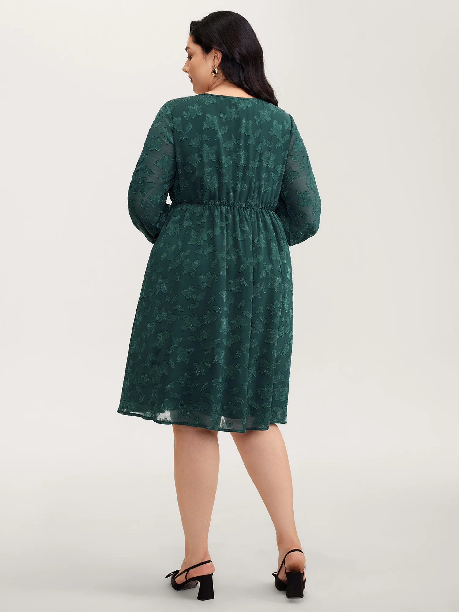 Textured Pockets Lined Midi Dress - Image 4