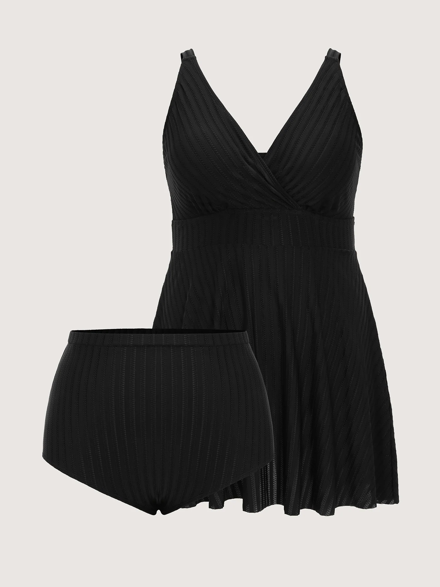 Textured Pockets Surplice Neckline Swim Dress - Image 6