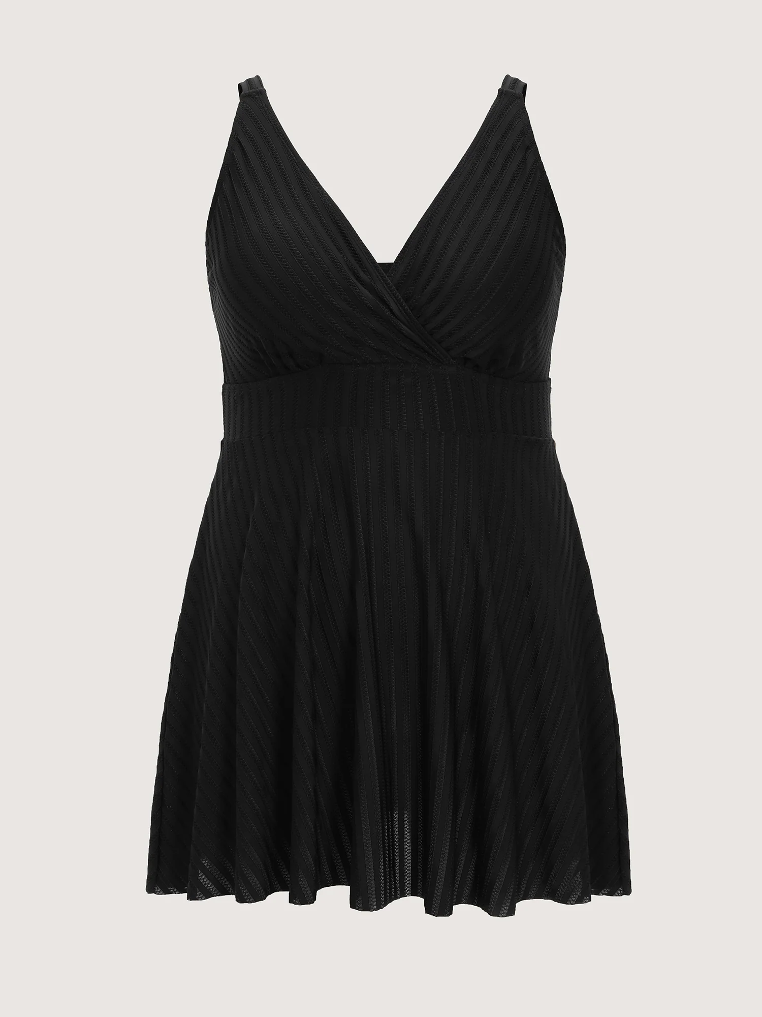 Textured Pockets Surplice Neckline Swim Dress - Image 7