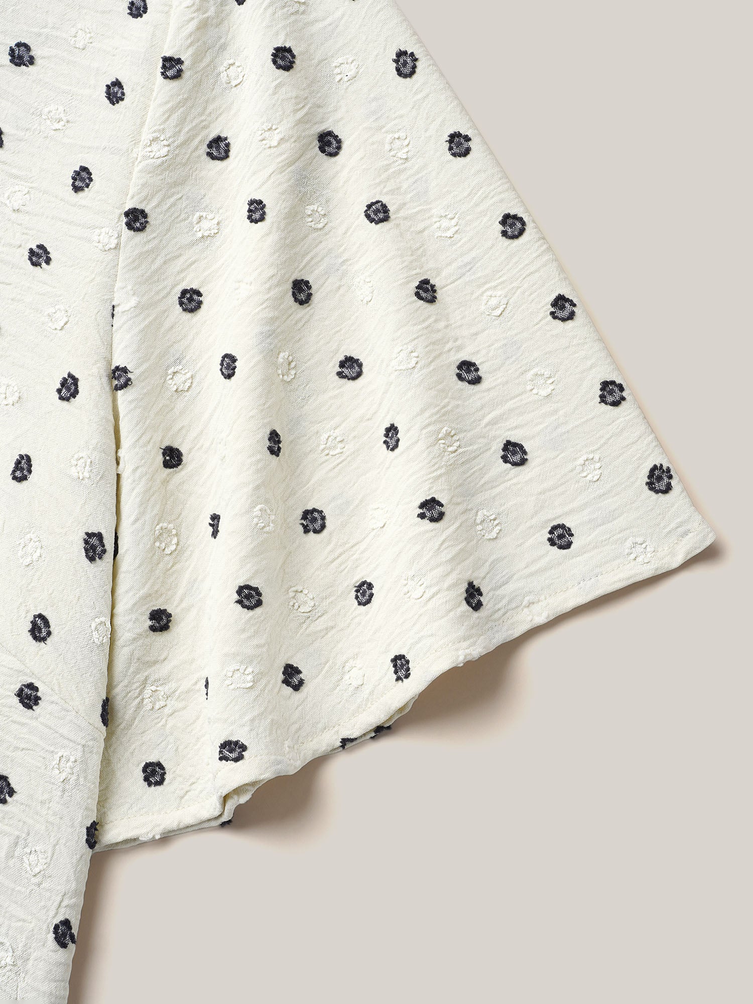 Textured Polka Dot Print Flared Sleeve Shirt - Image 7
