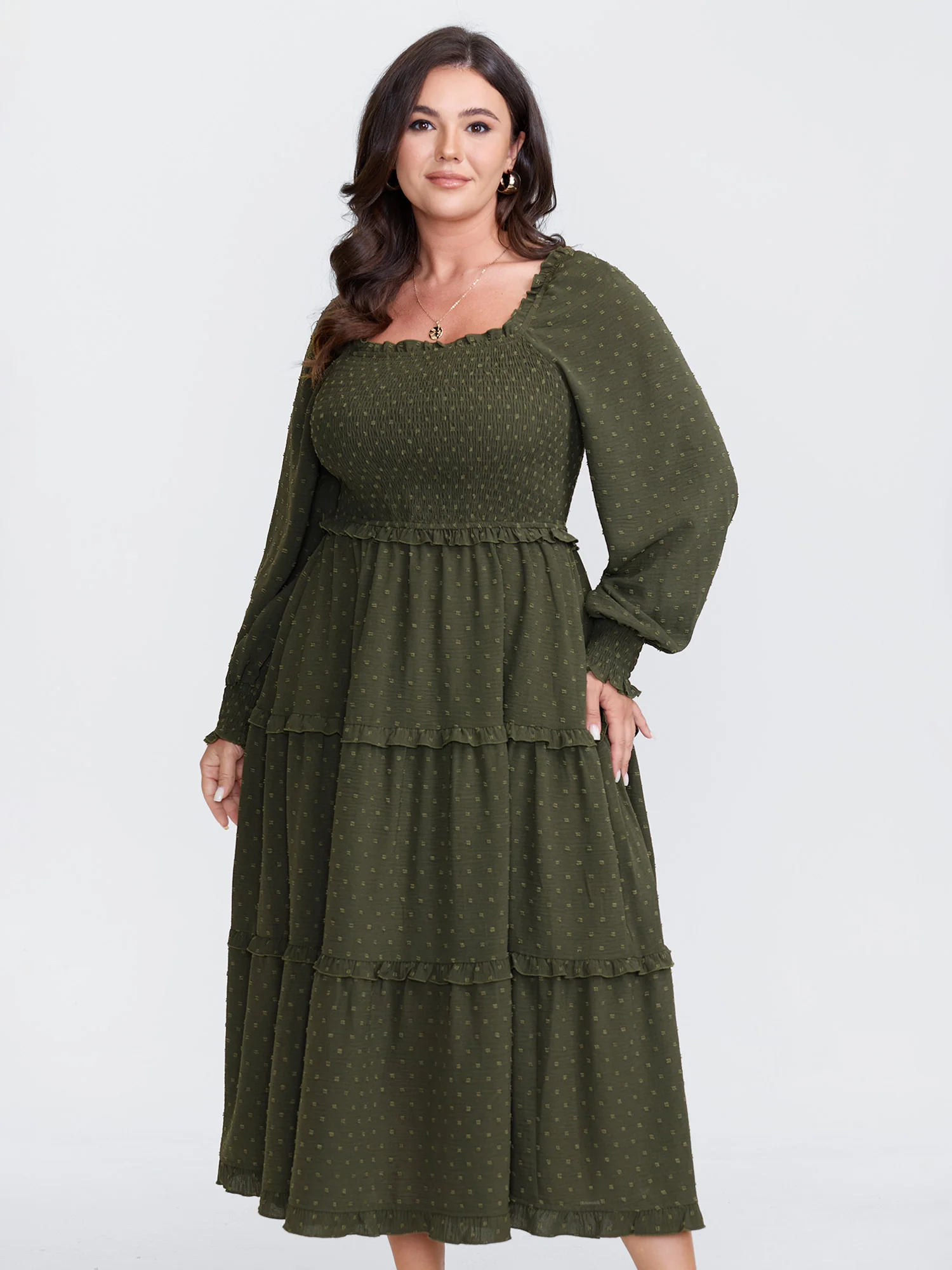 Textured Polka Dots Tiered Maxi Dress - Image 2