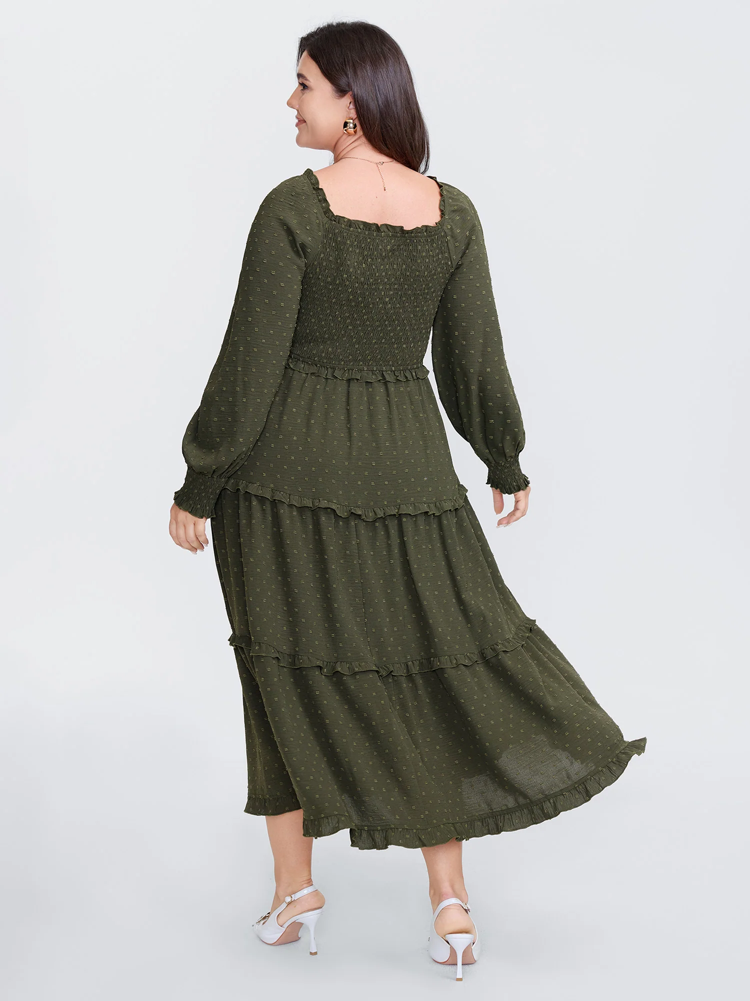 Textured Polka Dots Tiered Maxi Dress - Image 4