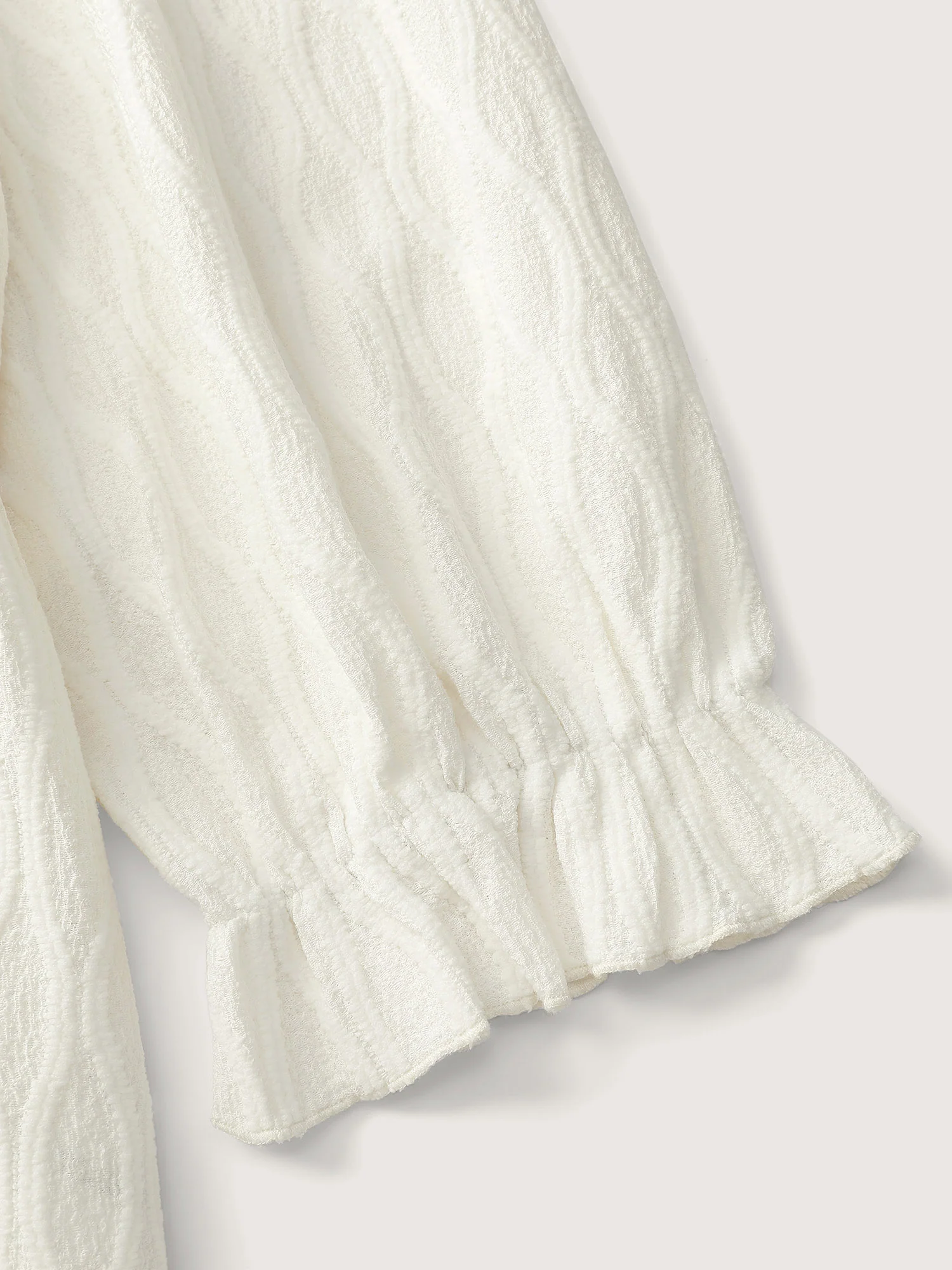 Textured Puffy Sleeve V-Neck Blouse - Image 6