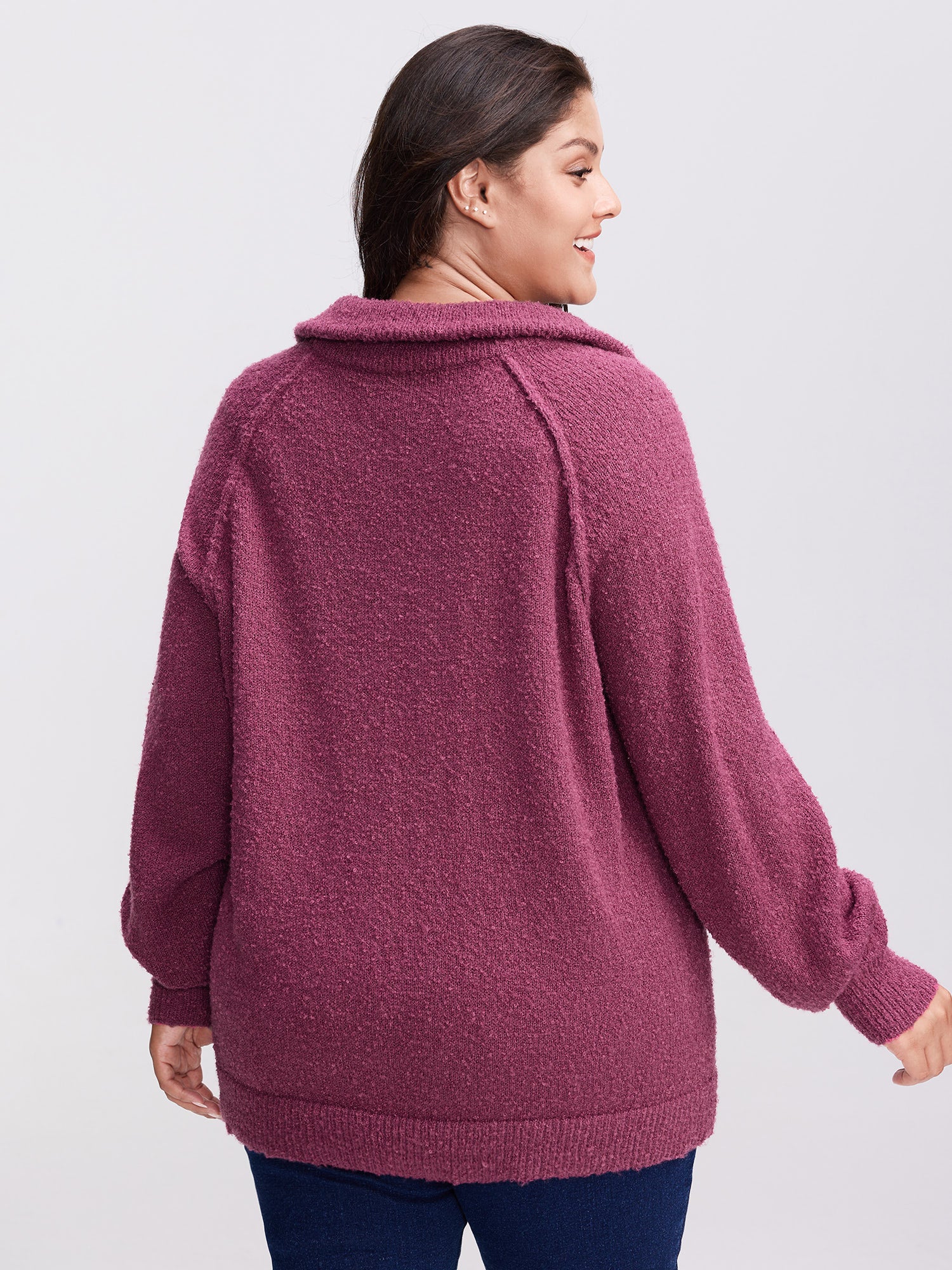 Textured Raglan Sleeve Zipper Pullover - Image 4