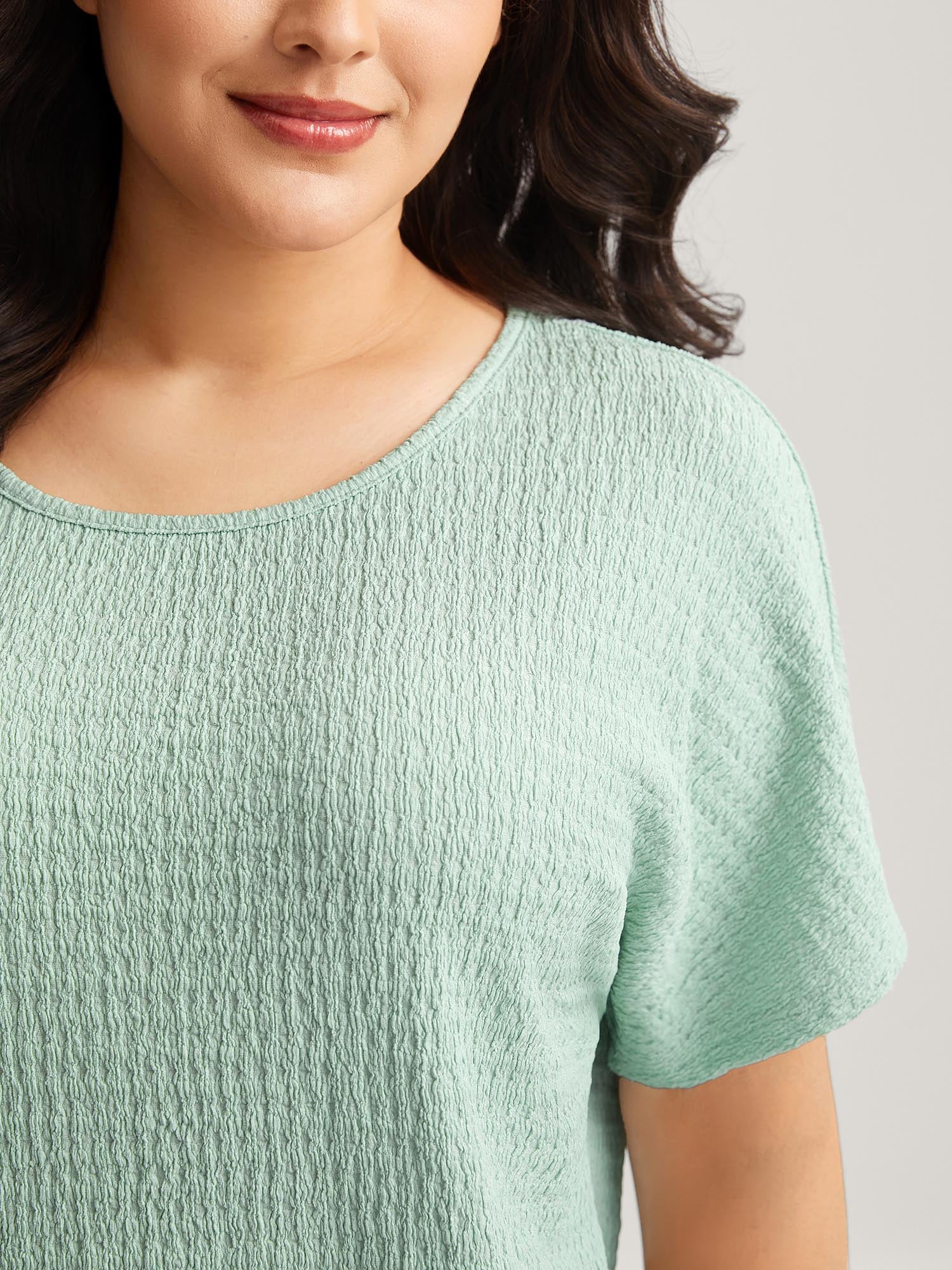 Textured Relaxed Fit Dolman Sleeve T-Shirt - Image 2