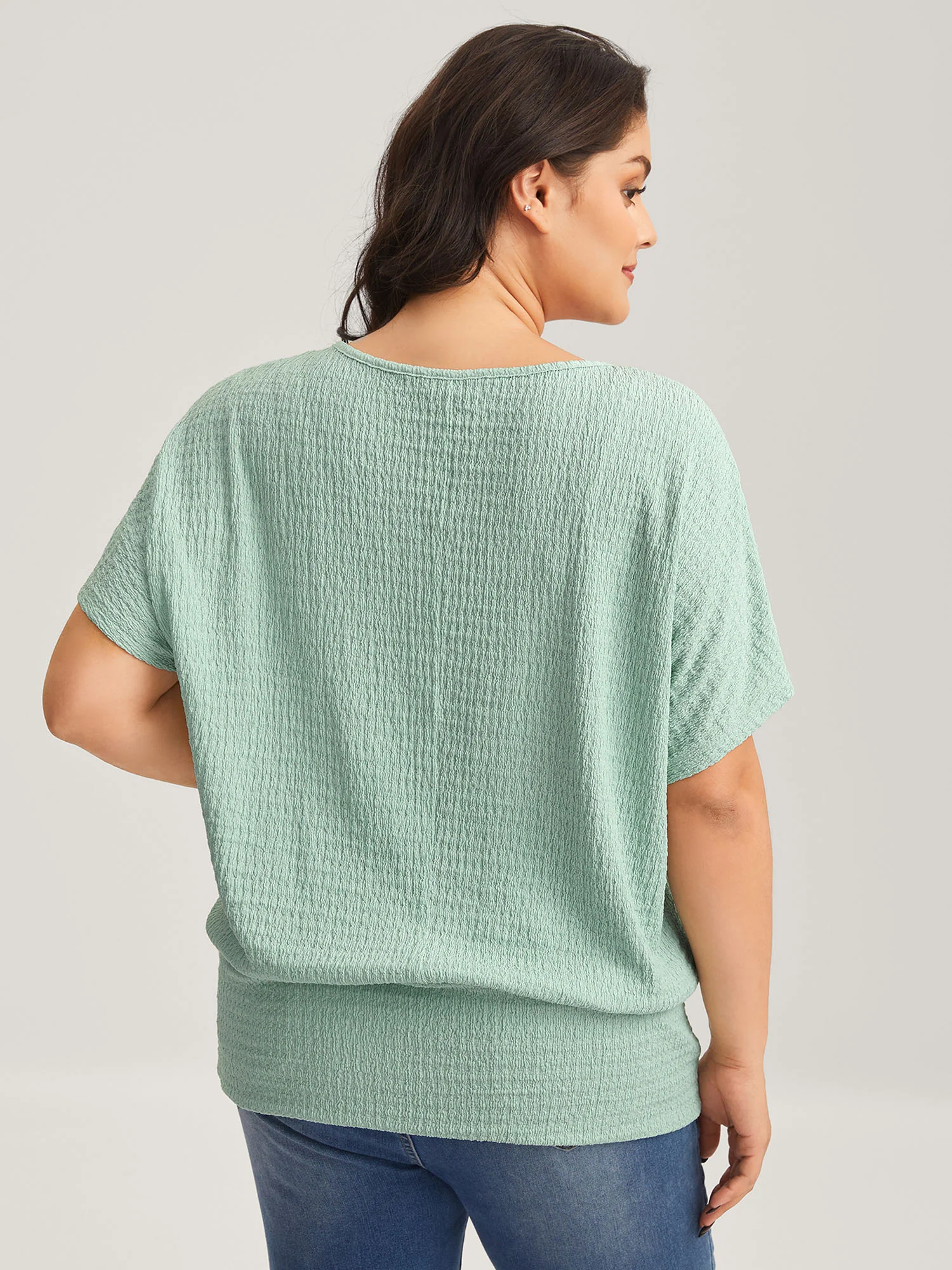 Textured Relaxed Fit Dolman Sleeve T-Shirt - Image 4