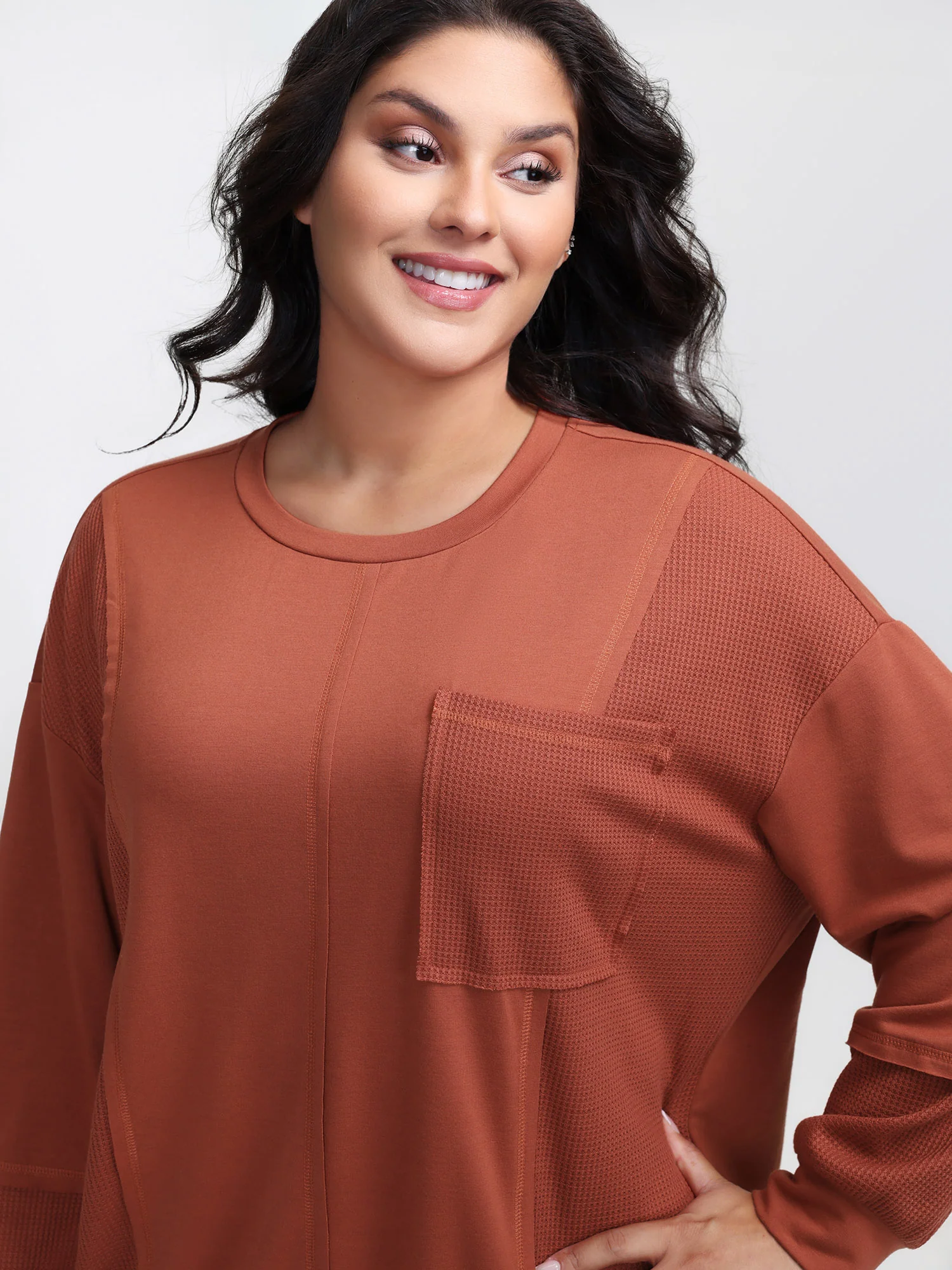 Textured Relaxed-Fit Spliced Sweatshirt - Image 2