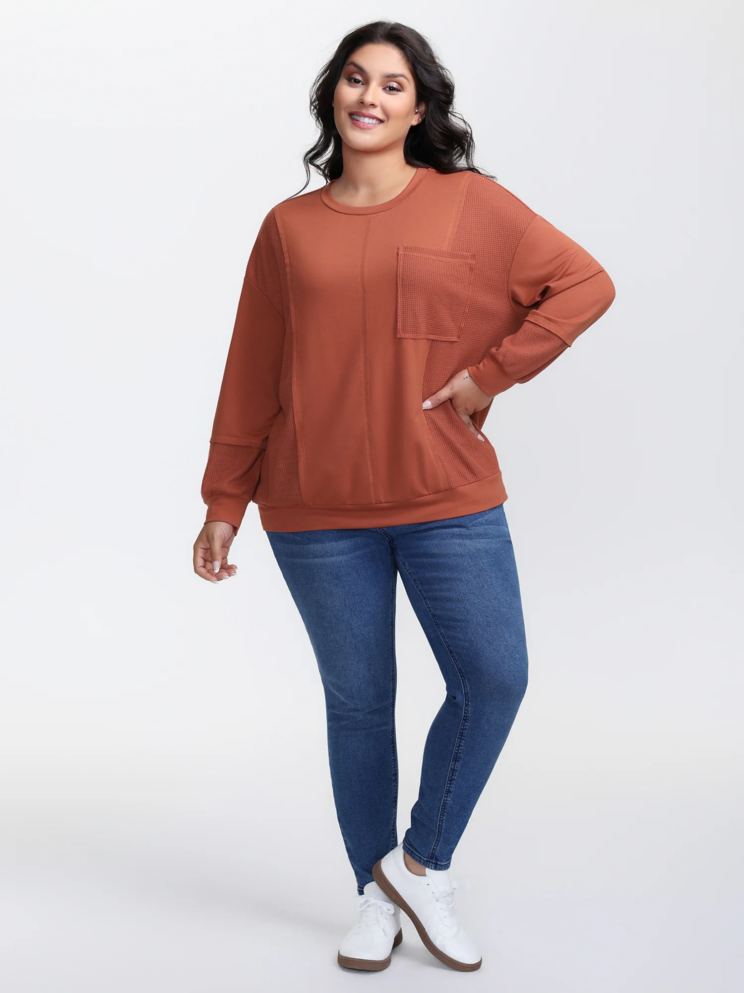 Textured Relaxed-Fit Spliced Sweatshirt - Image 3
