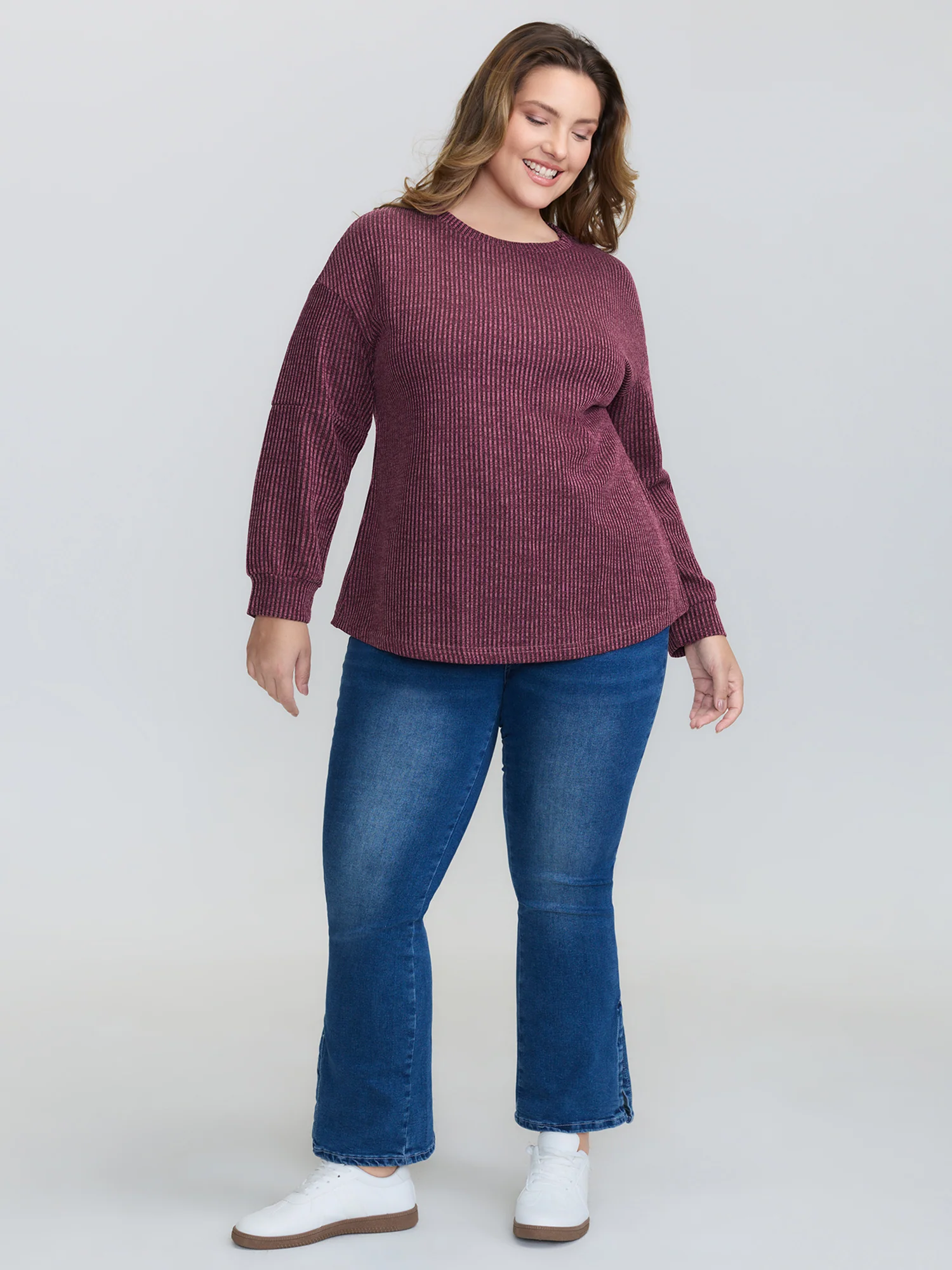 Textured Round Neck Drop Shoulder T-Shirt - Image 2
