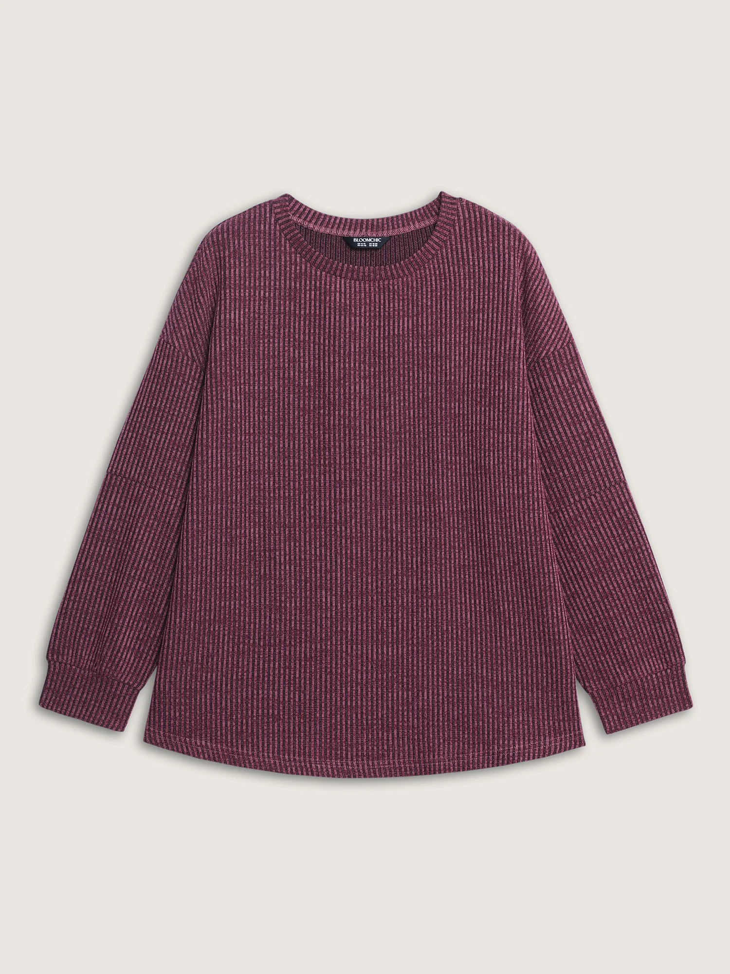 Textured Round Neck Drop Shoulder T-Shirt - Image 6