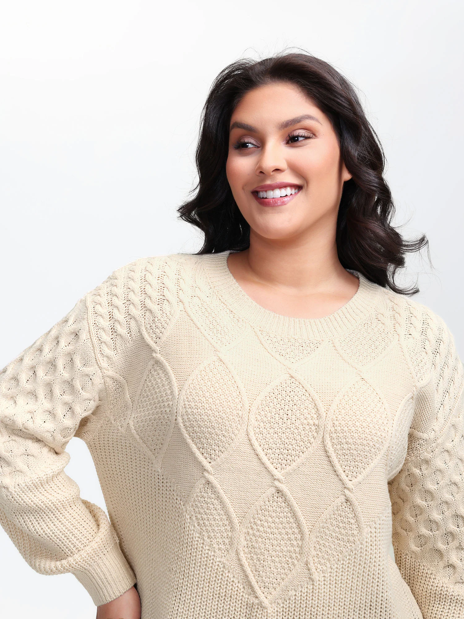 Textured Round Neck Ribbed Pullover - Image 2