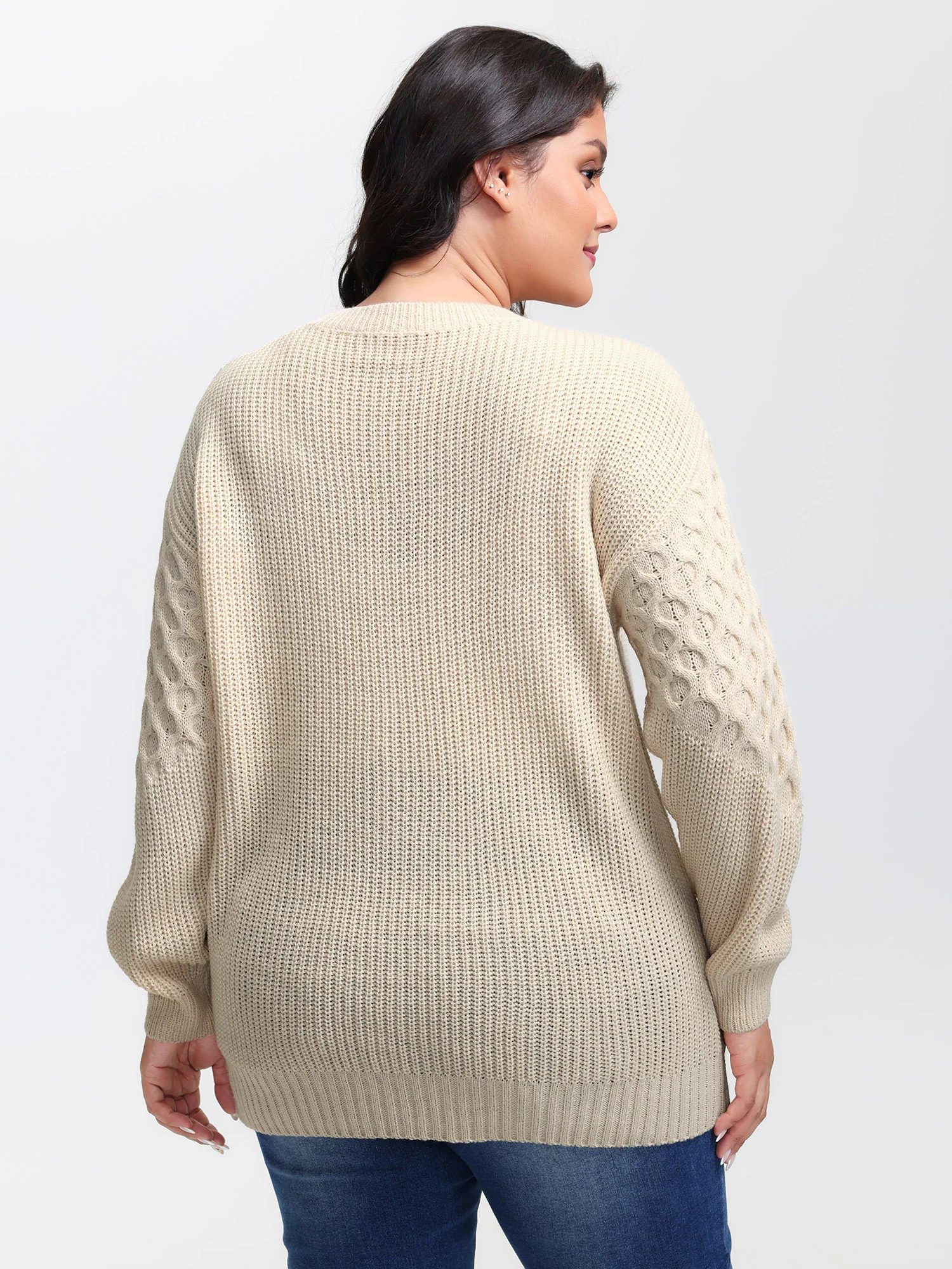 Textured Round Neck Ribbed Pullover - Image 4