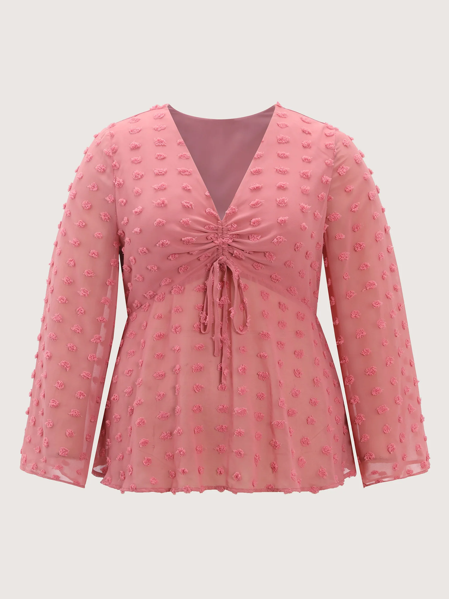 Textured Ruched Bodice Flared Blouse - Image 8