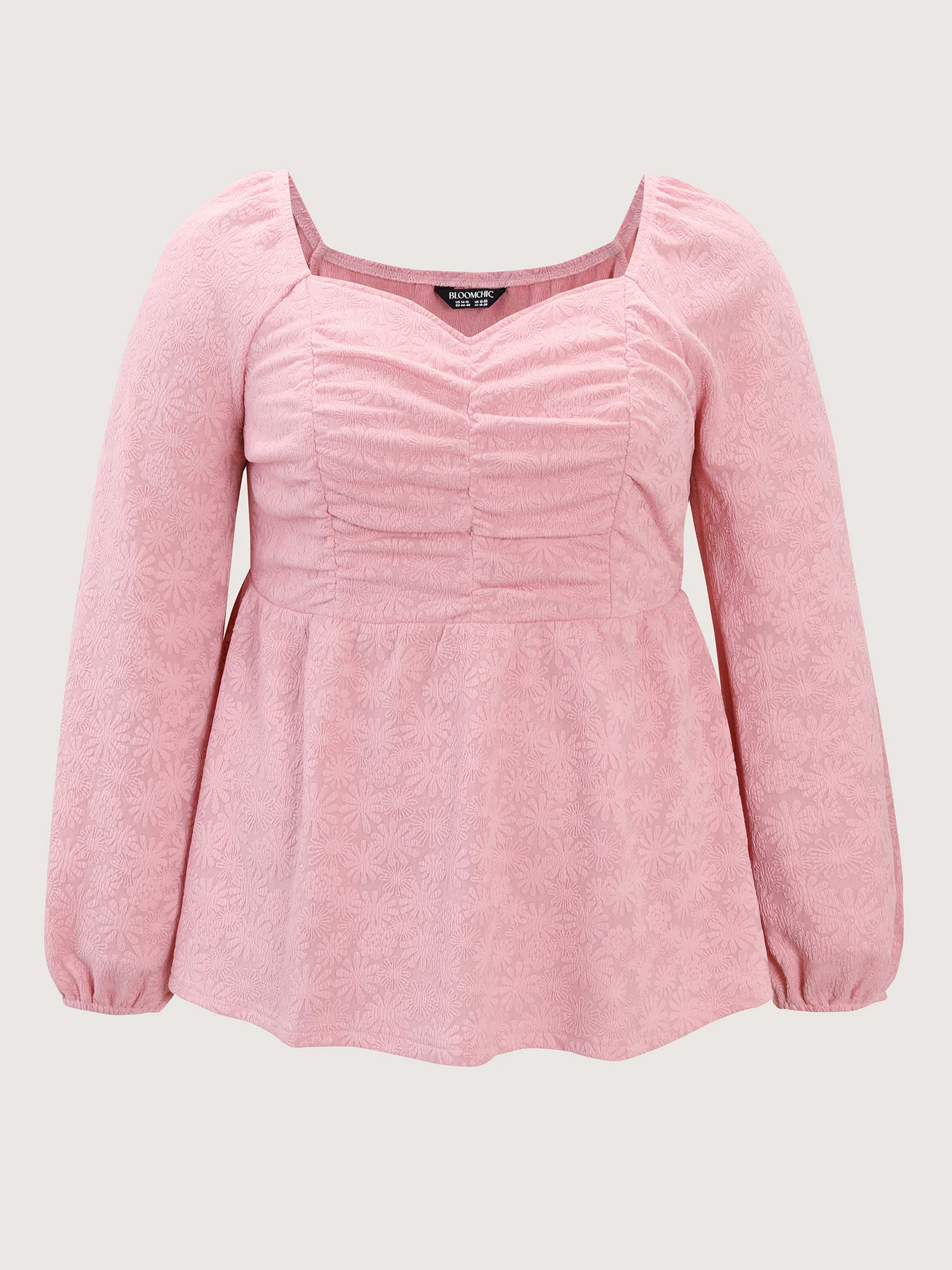 Textured Ruched Bodice Sweetheart Knit Top - Image 5