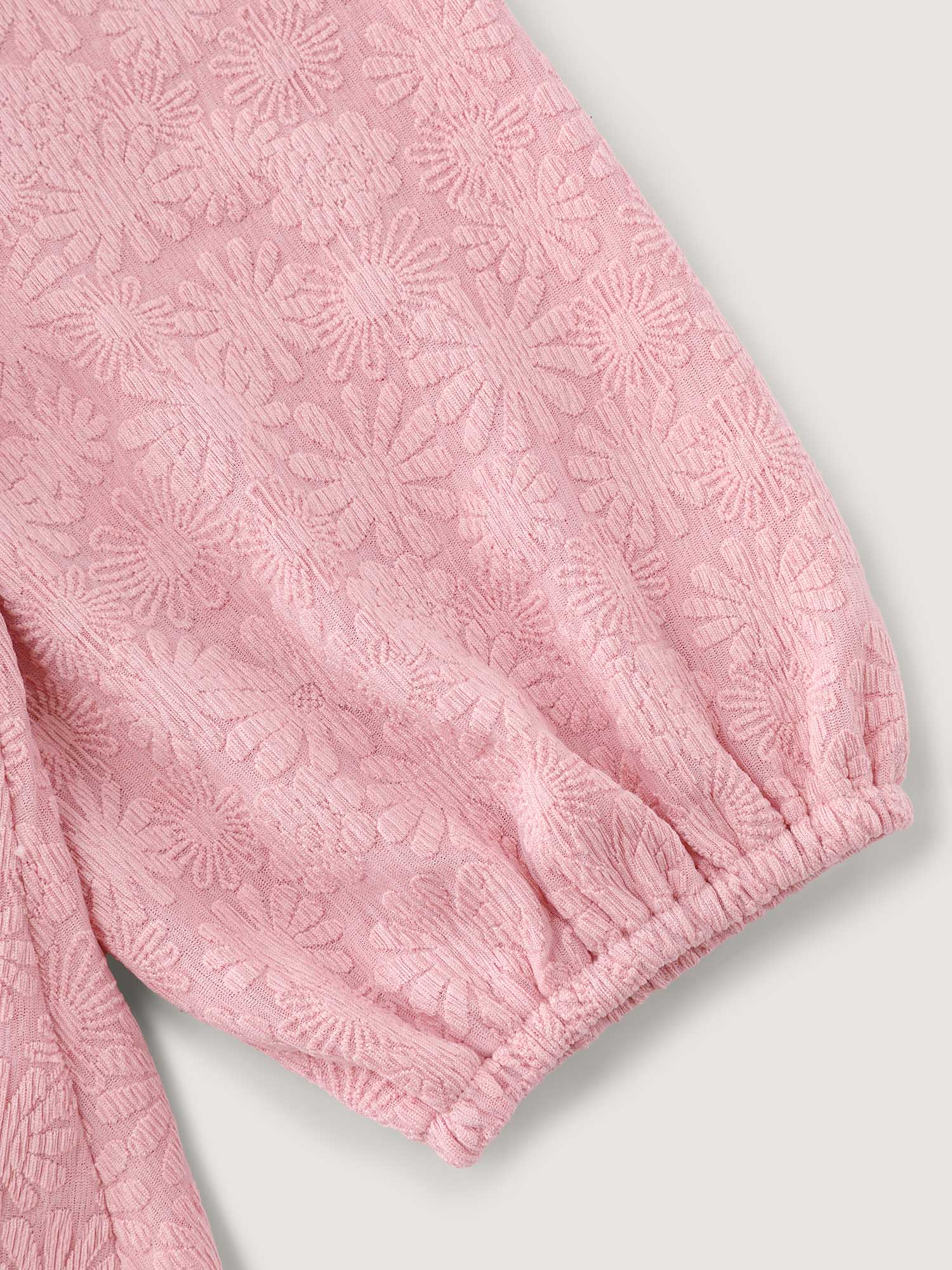 Textured Ruched Bodice Sweetheart Knit Top - Image 6