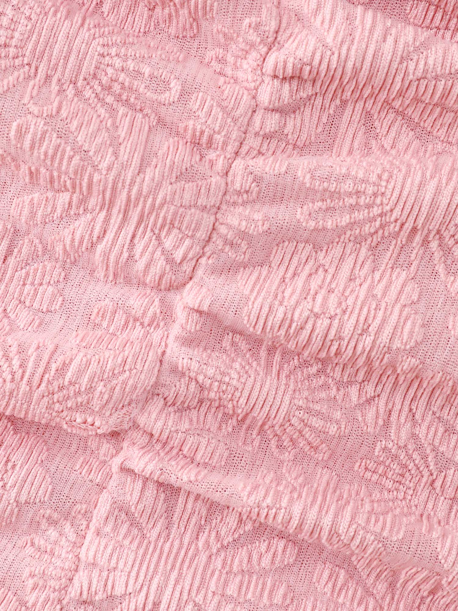 Textured Ruched Bodice Sweetheart Knit Top - Image 7