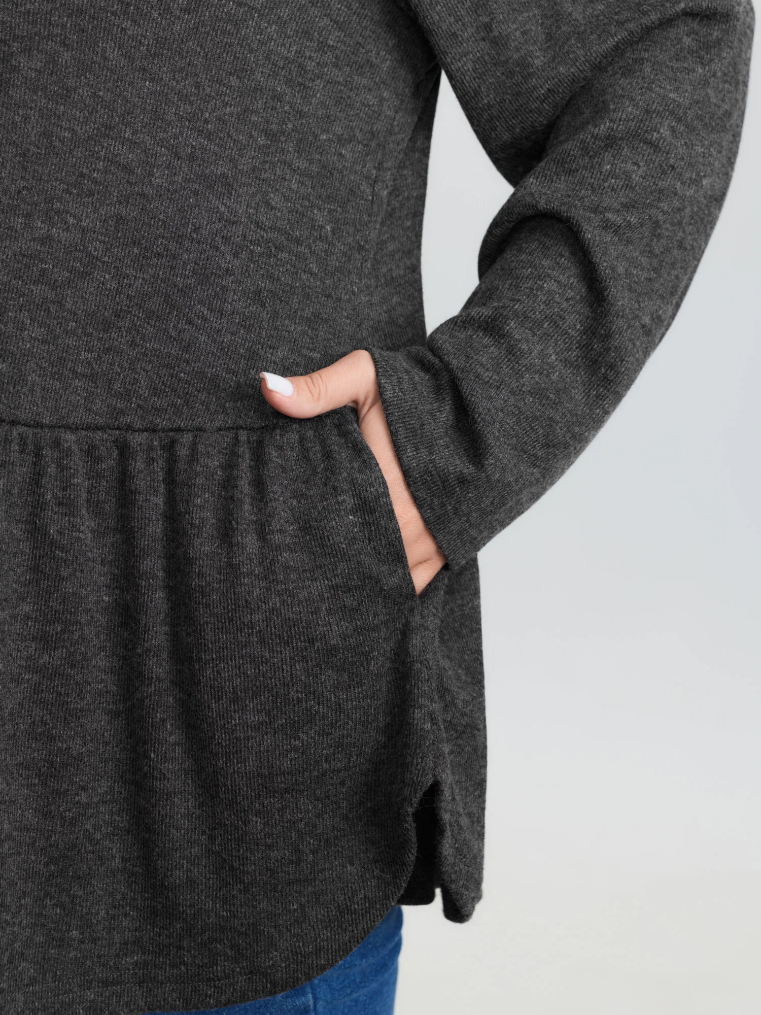 Textured Ruffled Hem Button Blouse - Image 4
