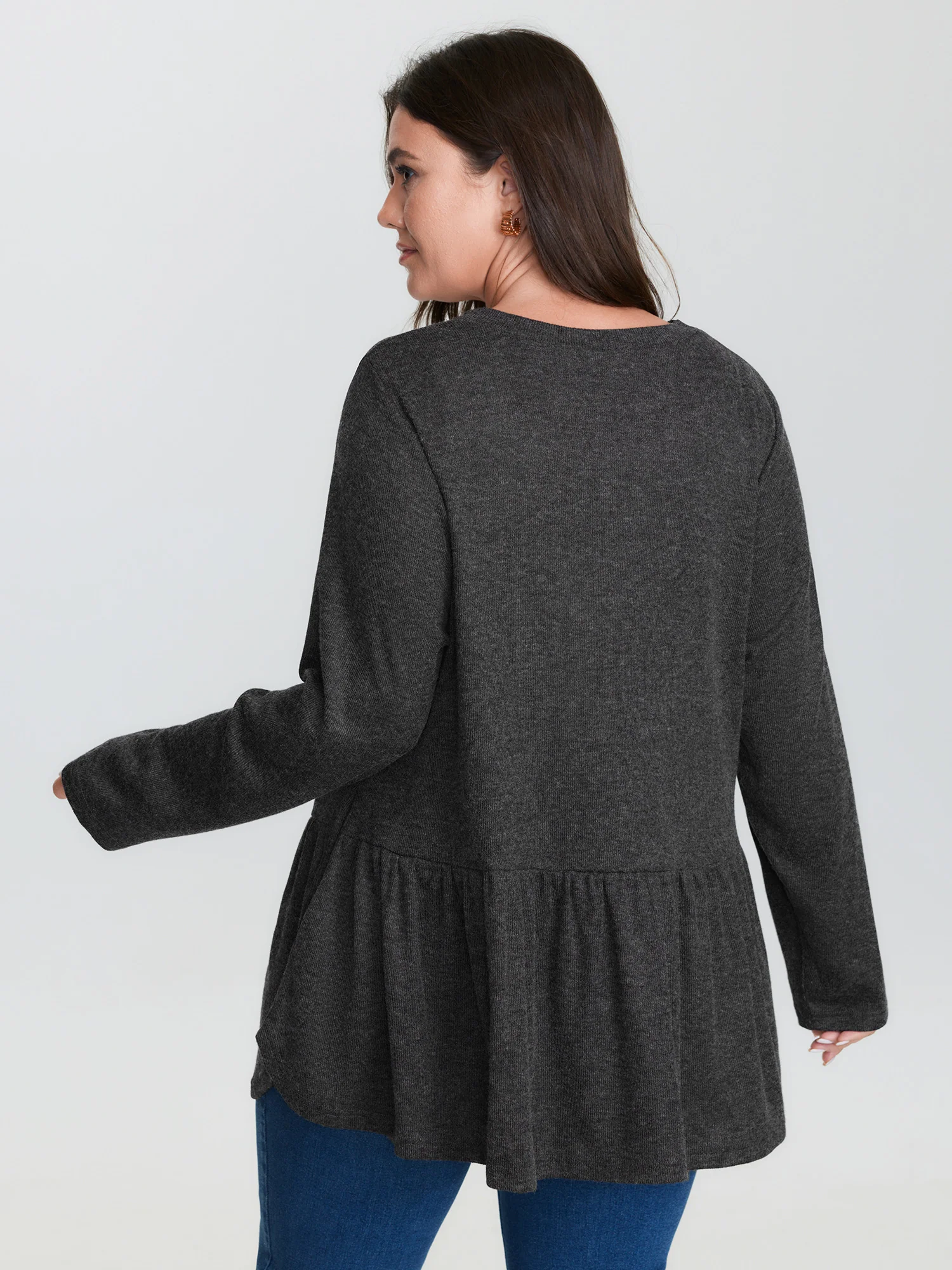 Textured Ruffled Hem Button Blouse - Image 7